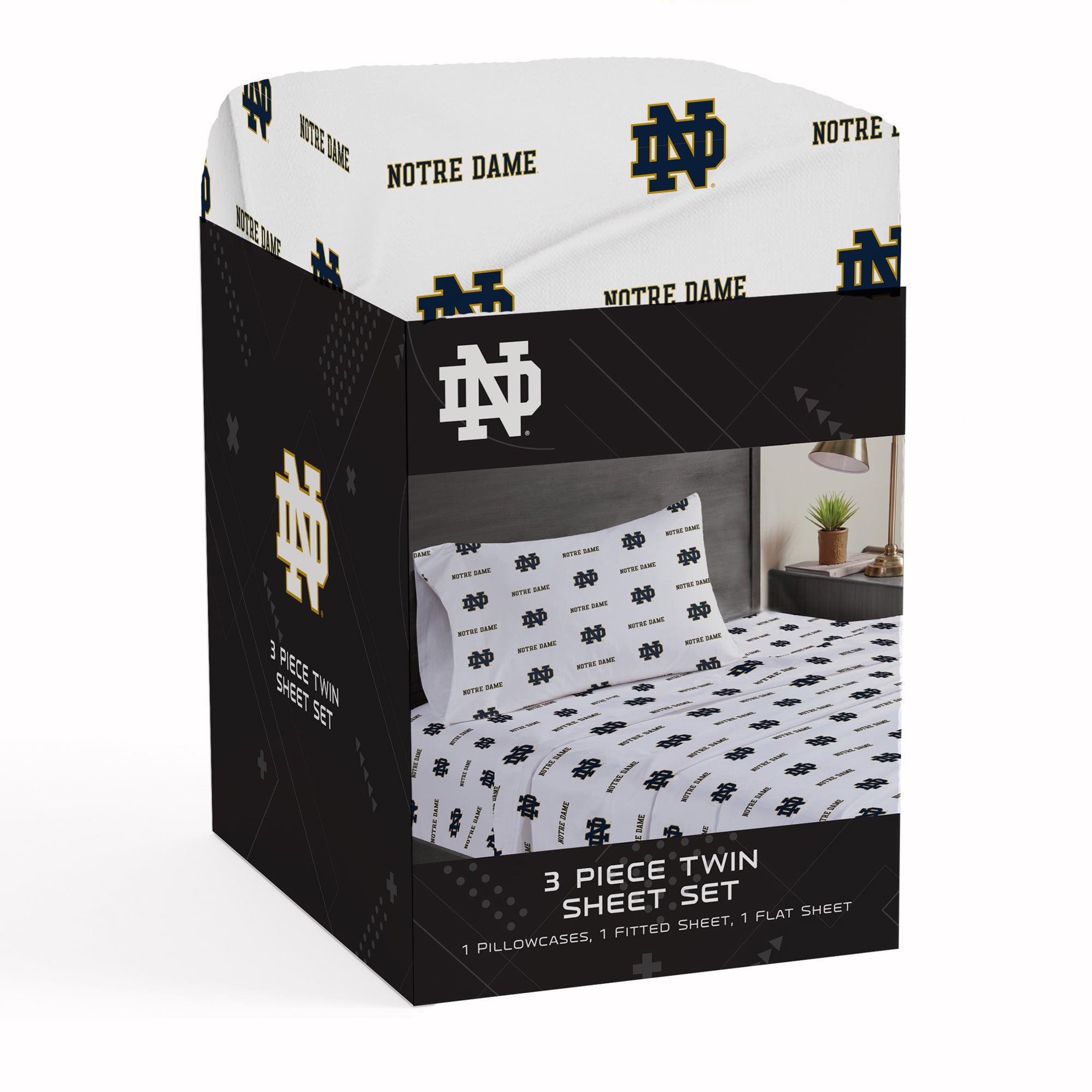 Pegasus Notre Dame Fighting Irish Three-Piece Twin Sheet Set