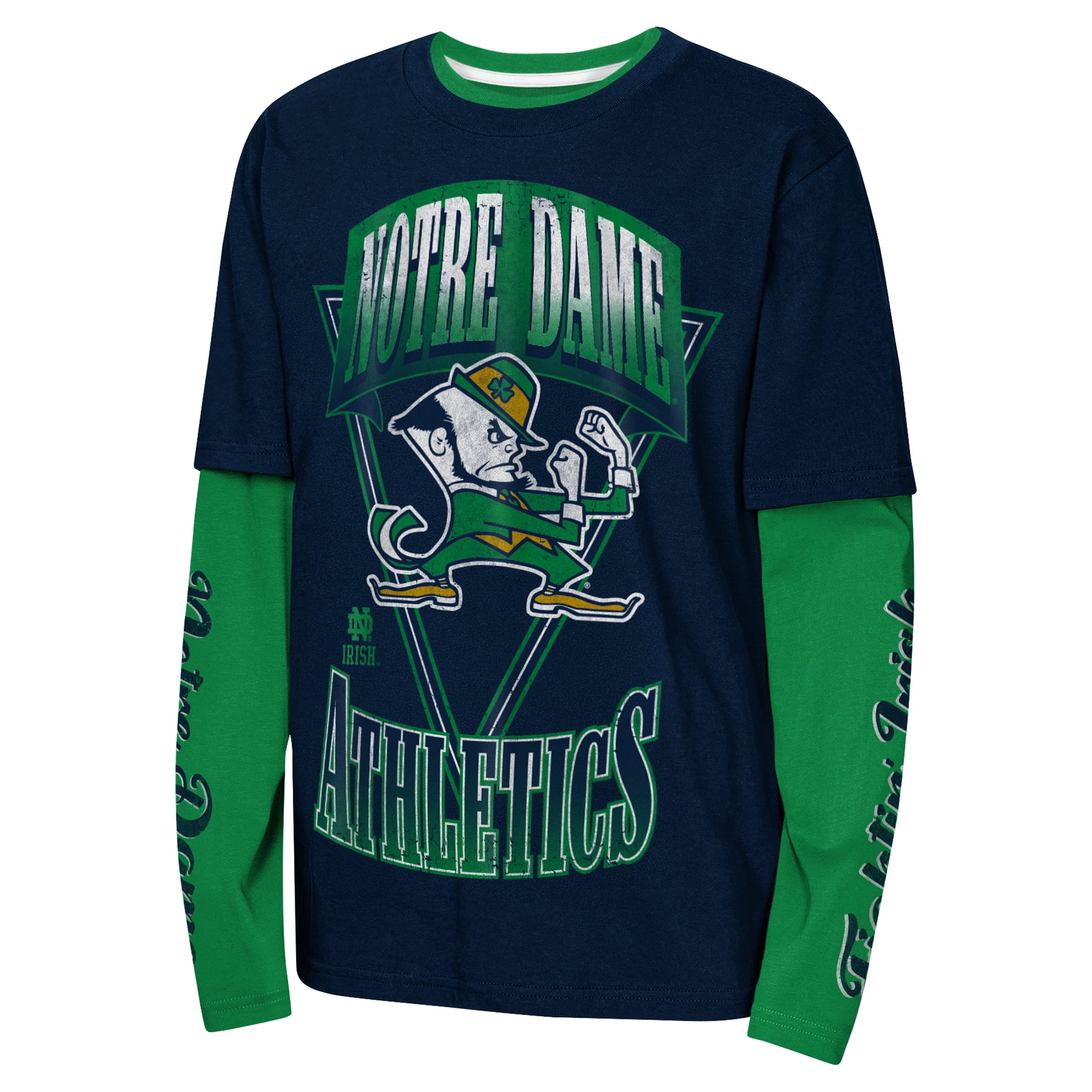 T-shirt combiné 3 en 1 Preschool Outerstuff bleu marine/vert Notre Dame Fighting Irish The Mix 2.0