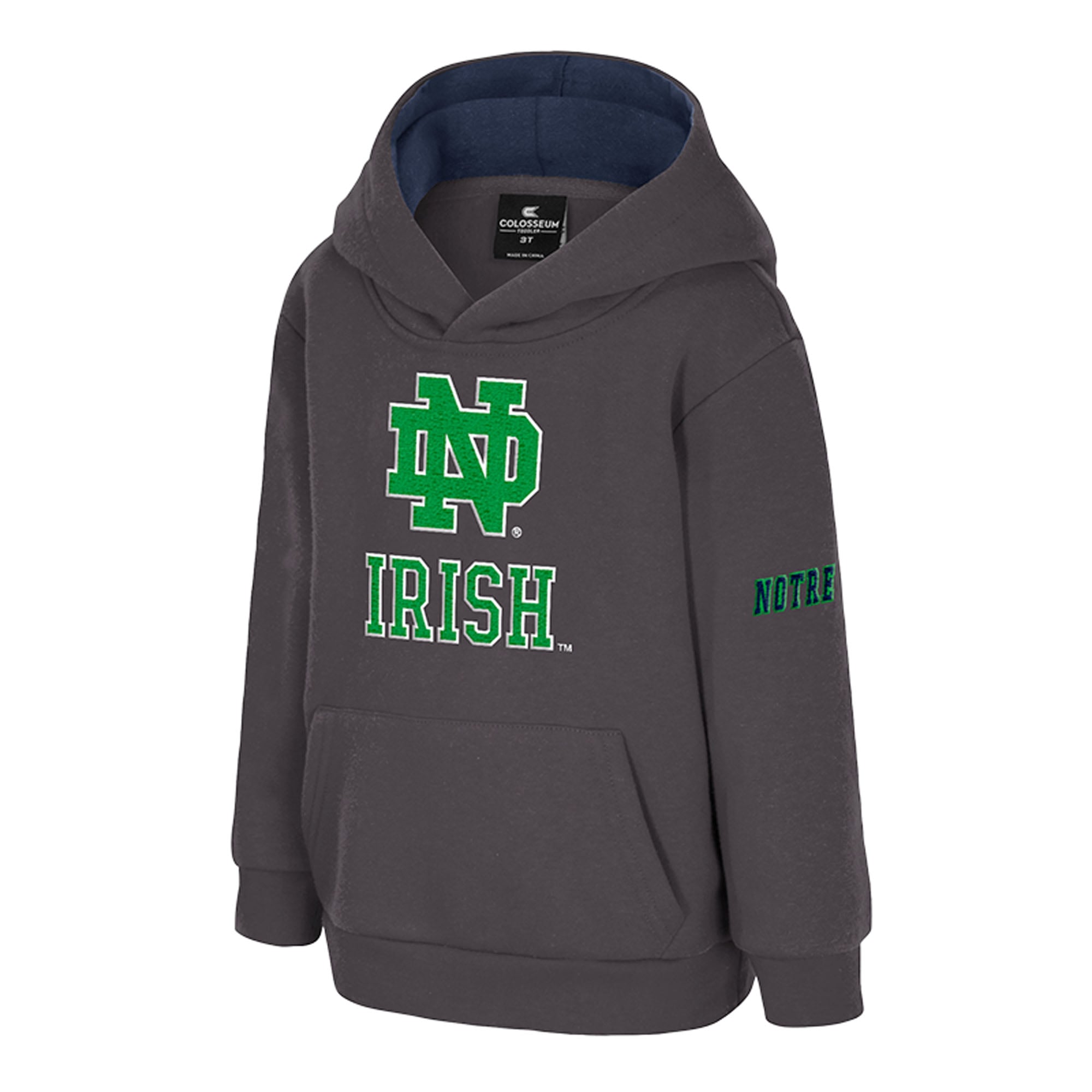 Toddler Colosseum Charcoal Notre Dame Fighting Irish Big Logo Fleece Pullover Hoodie