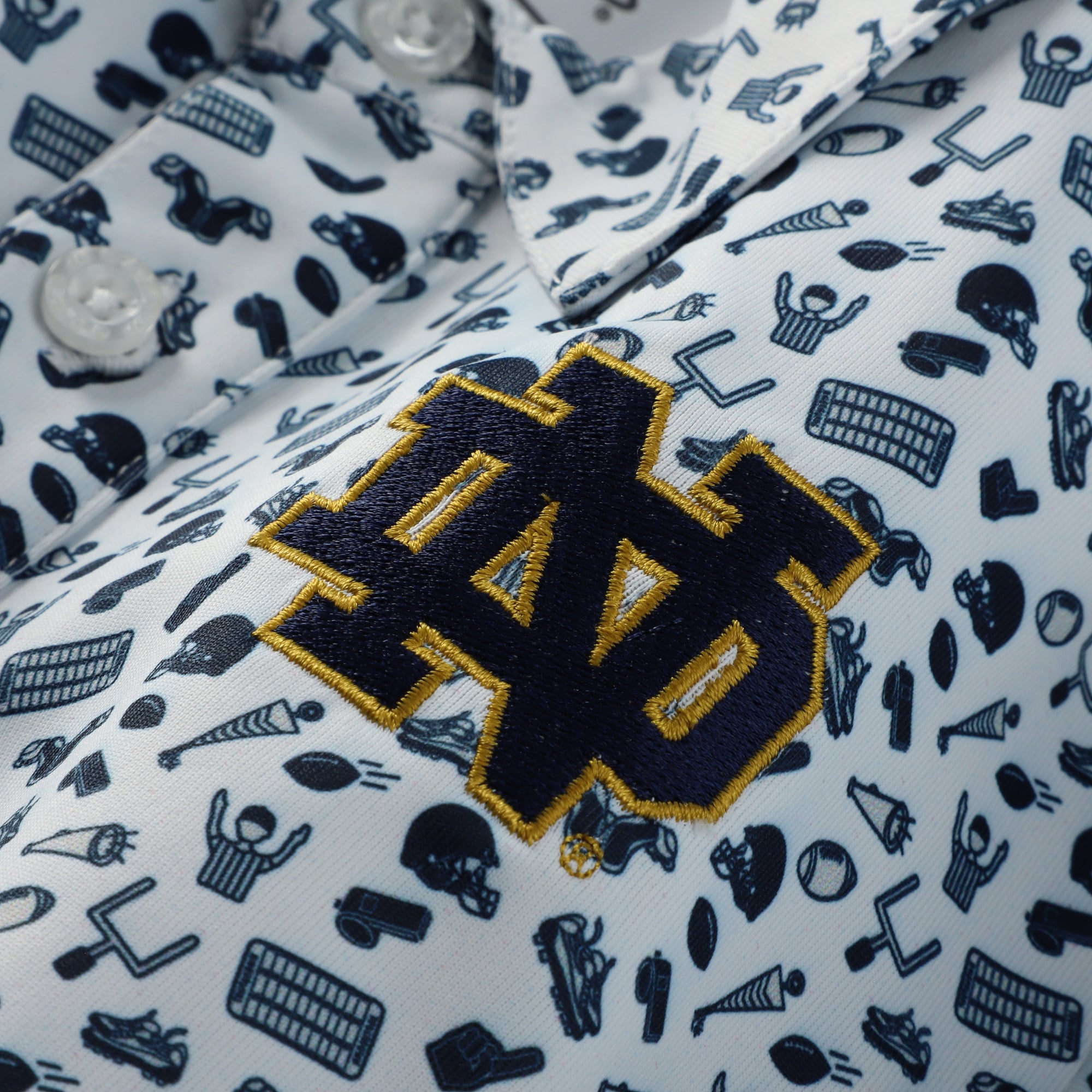 Vêtements pour tout-petits Polo de performance blanc Notre Dame Fighting Irish Tom à imprimé intégral