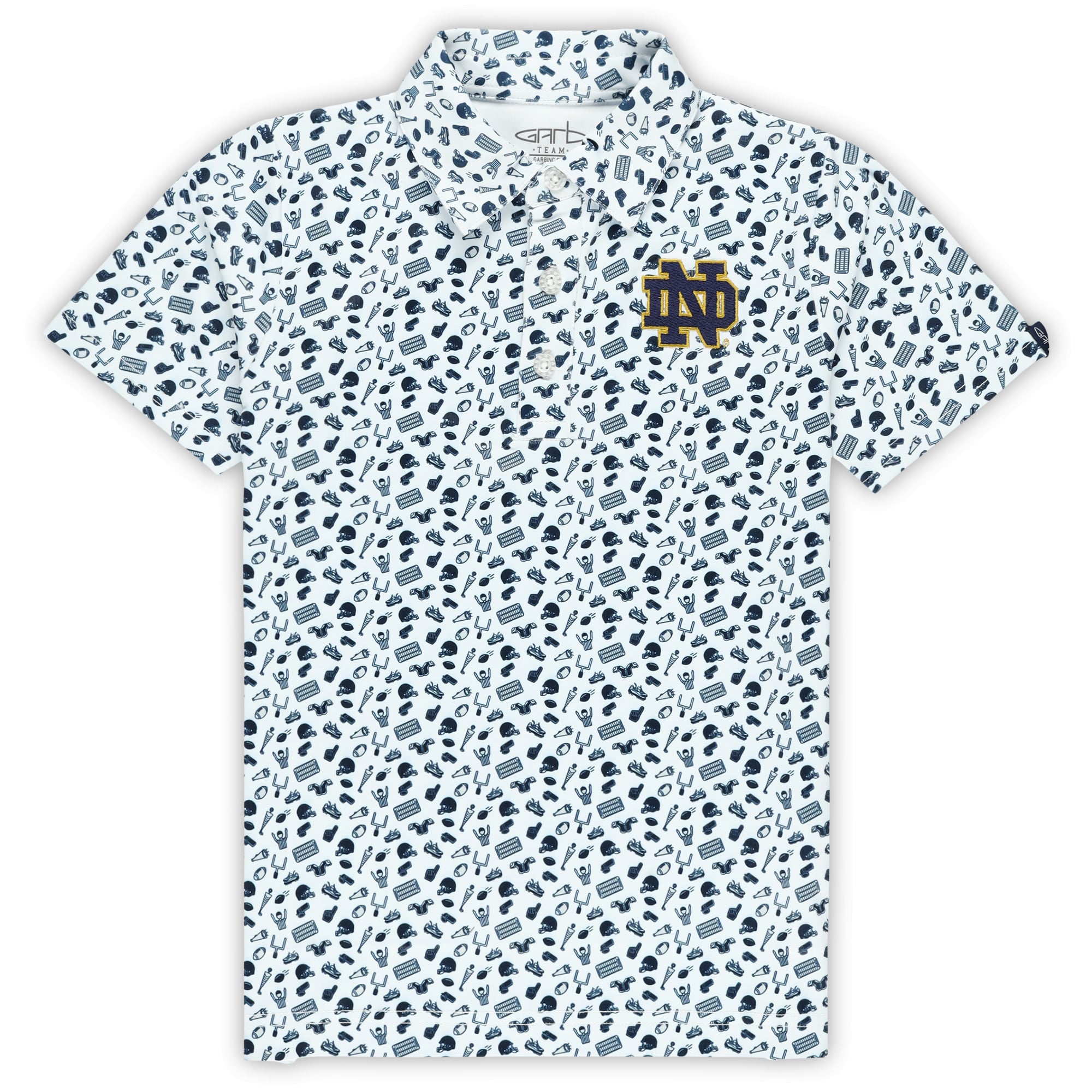 Vêtements pour tout-petits Polo de performance blanc Notre Dame Fighting Irish Tom à imprimé intégral