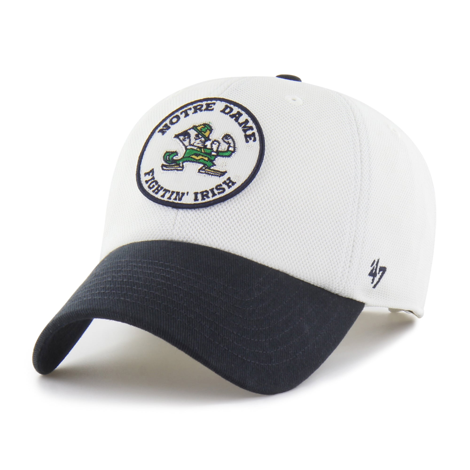 Unisex '47 White/Navy Notre Dame Fighting Irish Pique Patch Clean Up Adjustable Hat