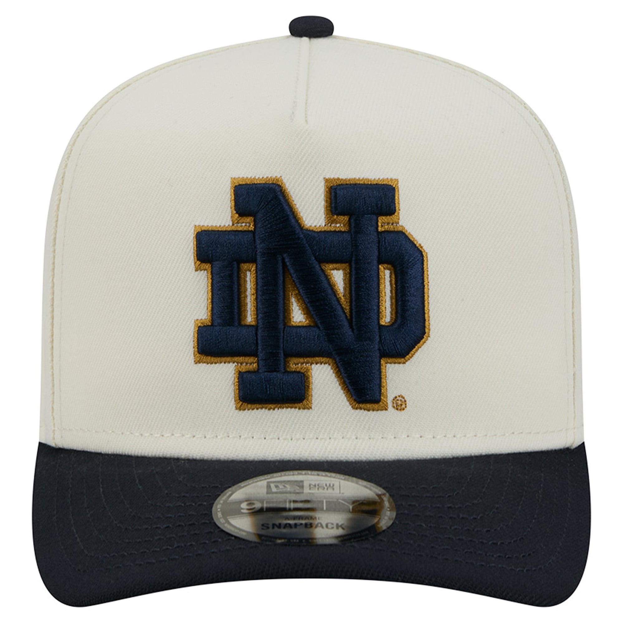 Unisex New Era White/Navy Notre Dame Fighting Irish A-Frame 9FIFTY Snapback Hat