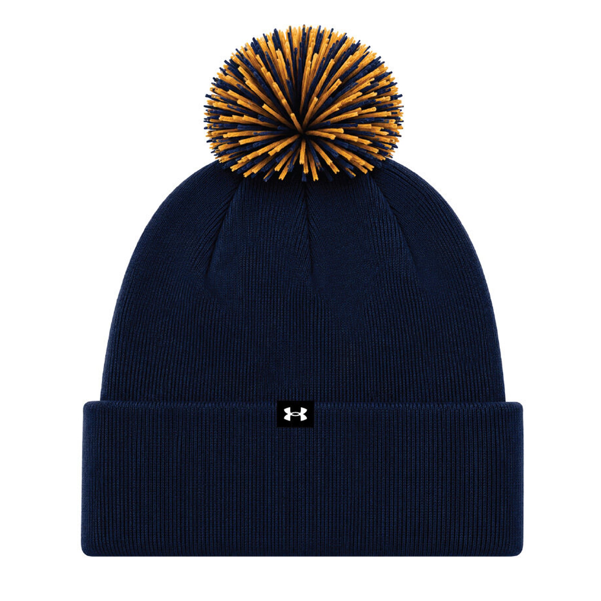Bonnet unisexe Under Armour Notre Dame Fighting Irish bleu marine à revers et pompon