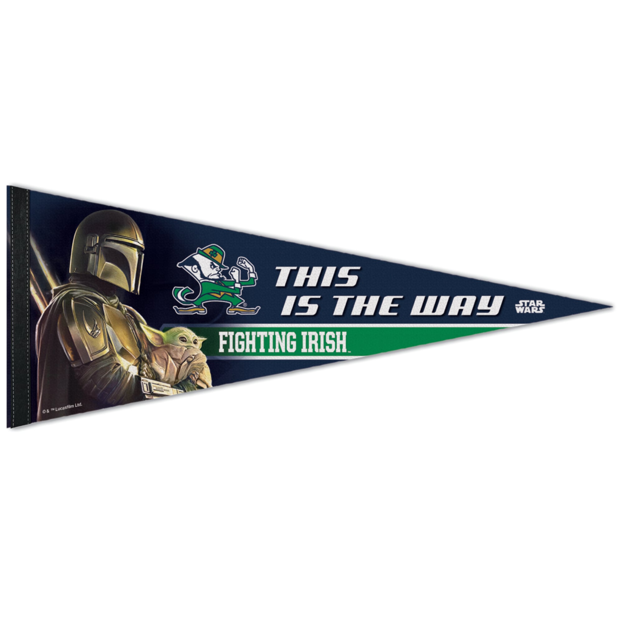 Fanion WinCraft Notre Dame Fighting Irish 12" x 30" de qualité supérieure Star Wars The Mandalorian