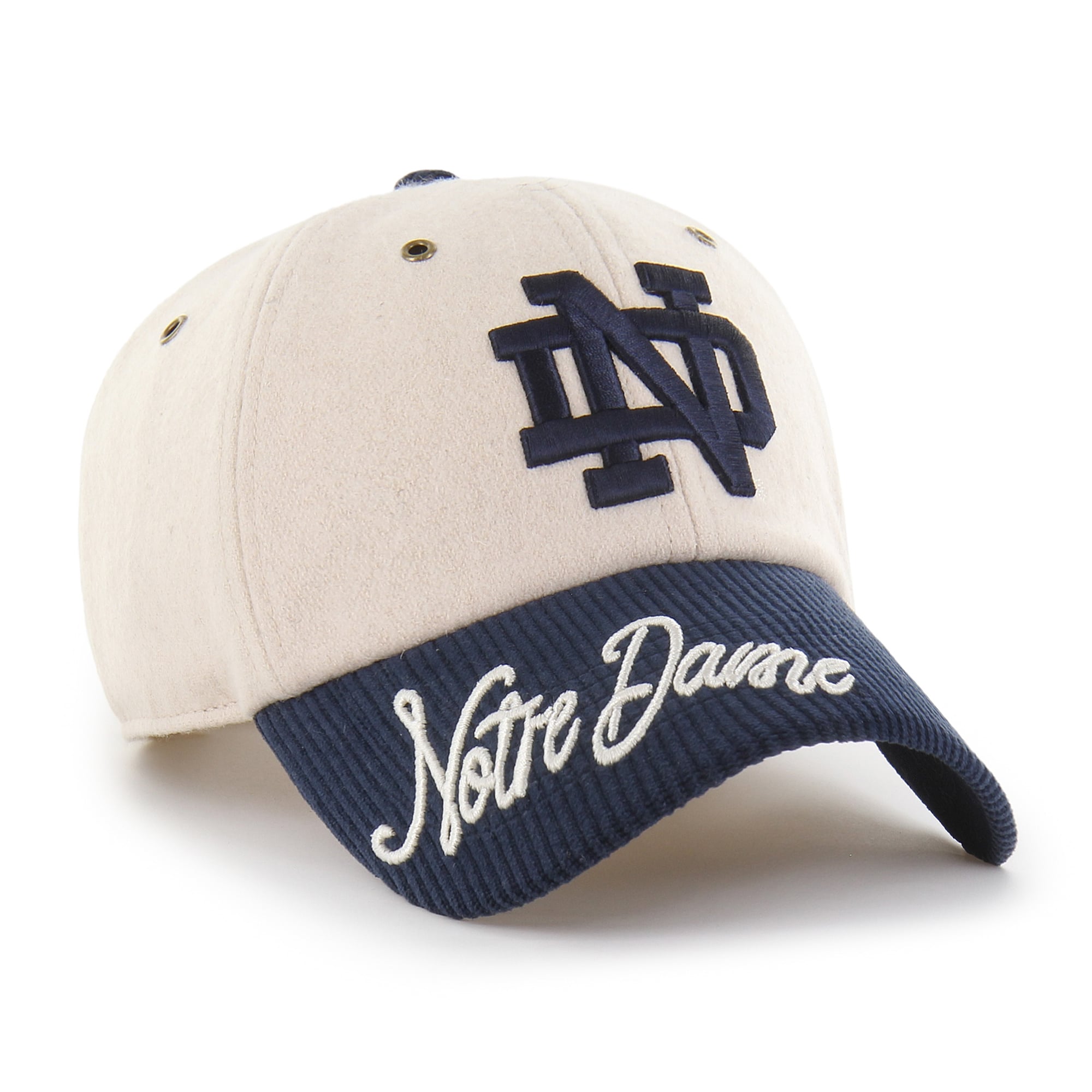 Women's '47 Cream/Navy Notre Dame Fighting Irish Rope Script Clean Up Adjustable Hat