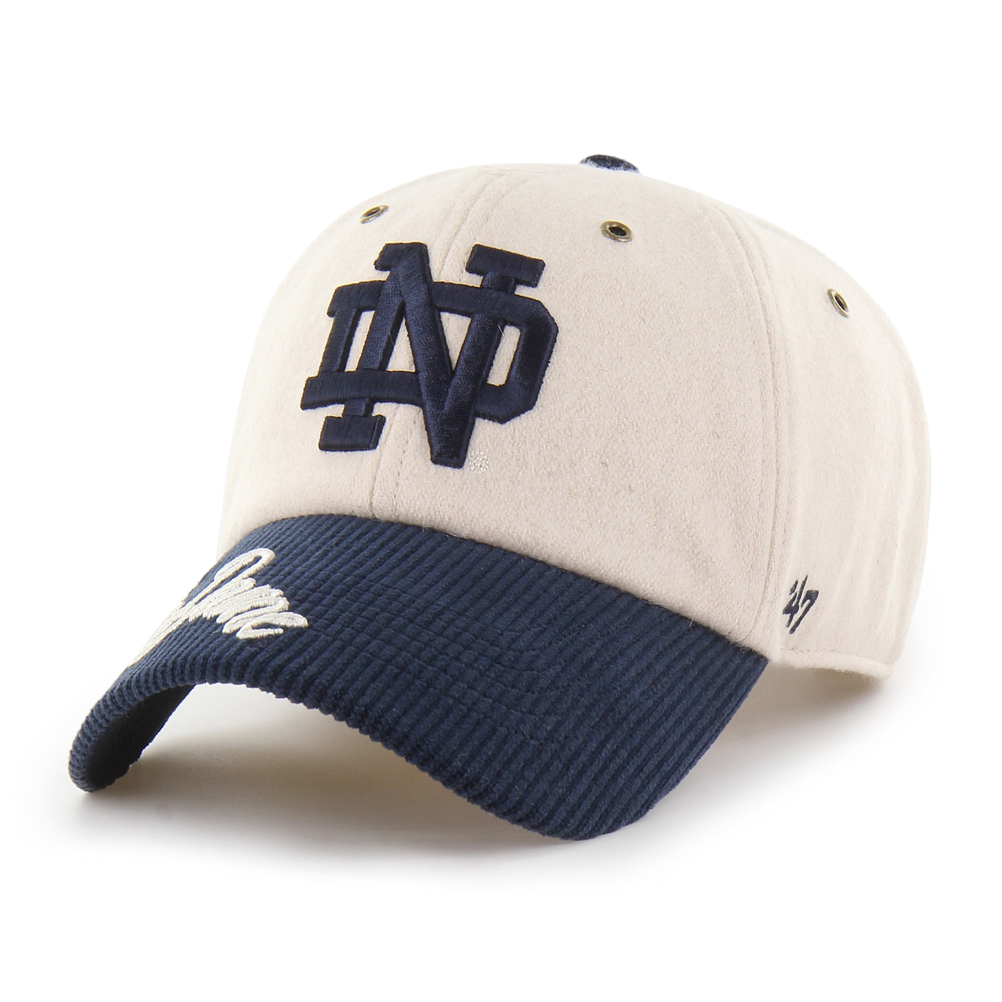 Women's '47 Cream/Navy Notre Dame Fighting Irish Rope Script Clean Up Adjustable Hat