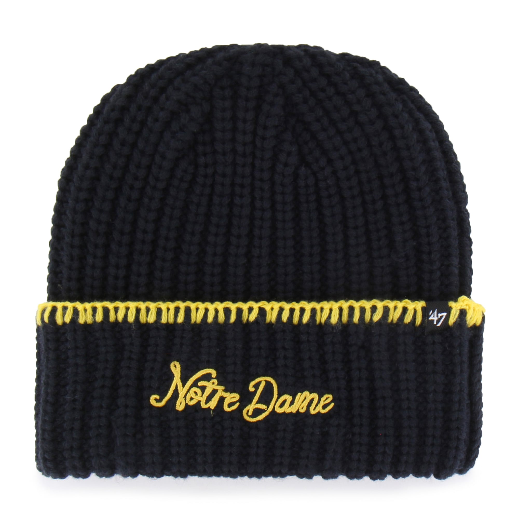 Bonnet à revers en maille point de couverture « 47 » bleu marine Notre Dame Fighting Irish pour femme