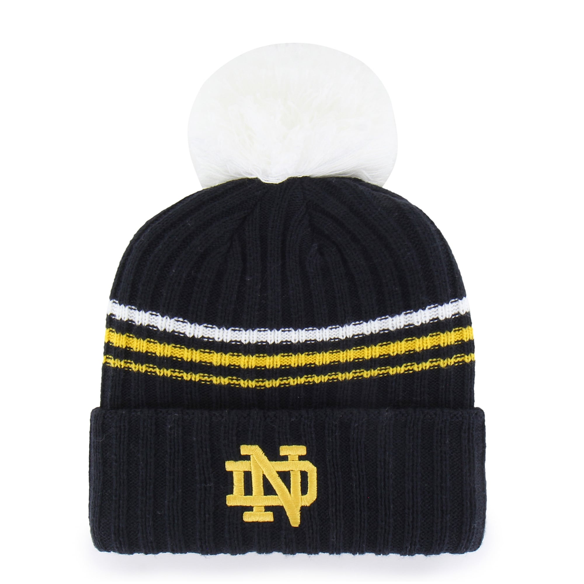 Bonnet en maille duveteuse à gros pompon, modèle 47 Navy Notre Dame Fighting Irish, pour femme
