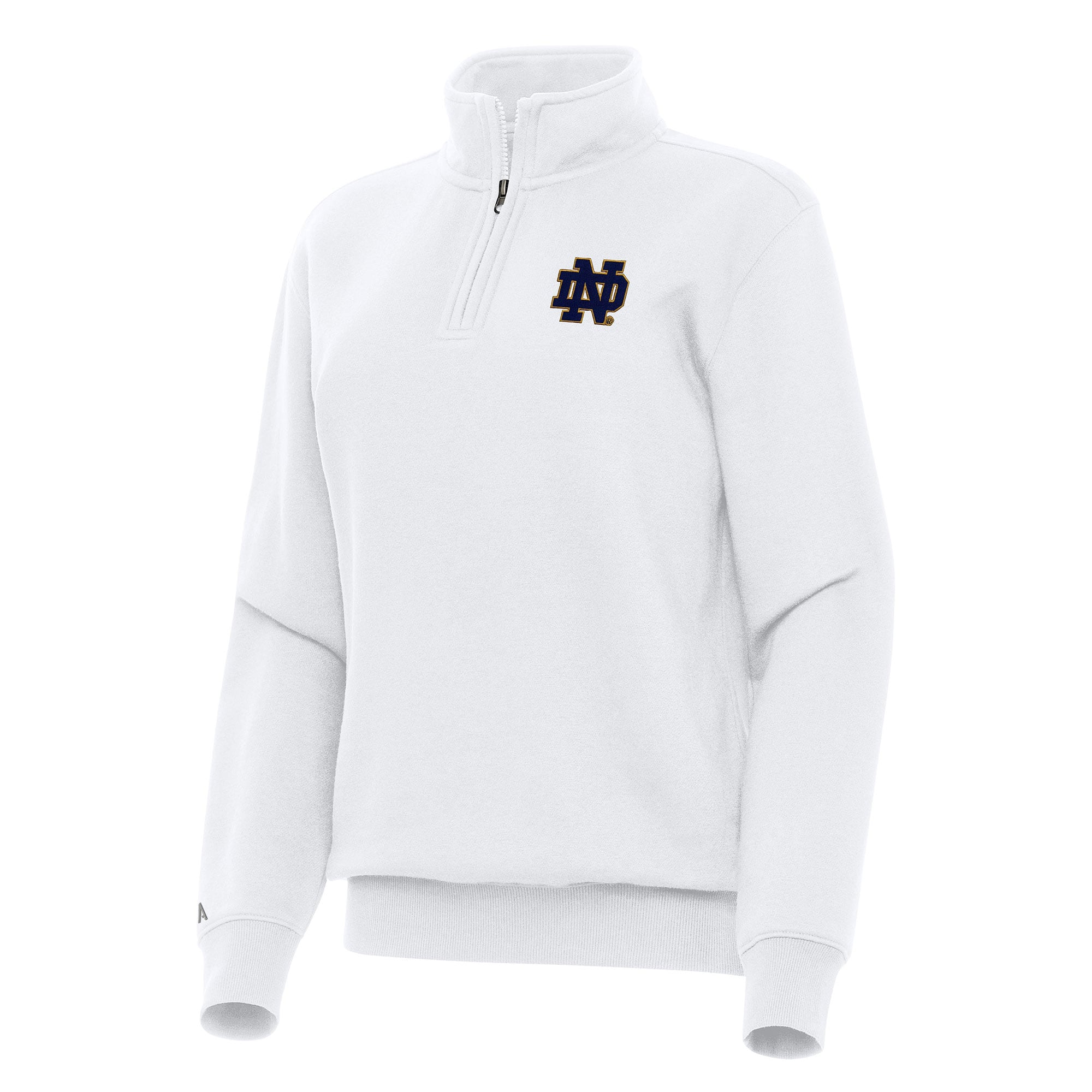 Women's Antigua White Notre Dame Fighting Irish Victory Quarter-Zip ...