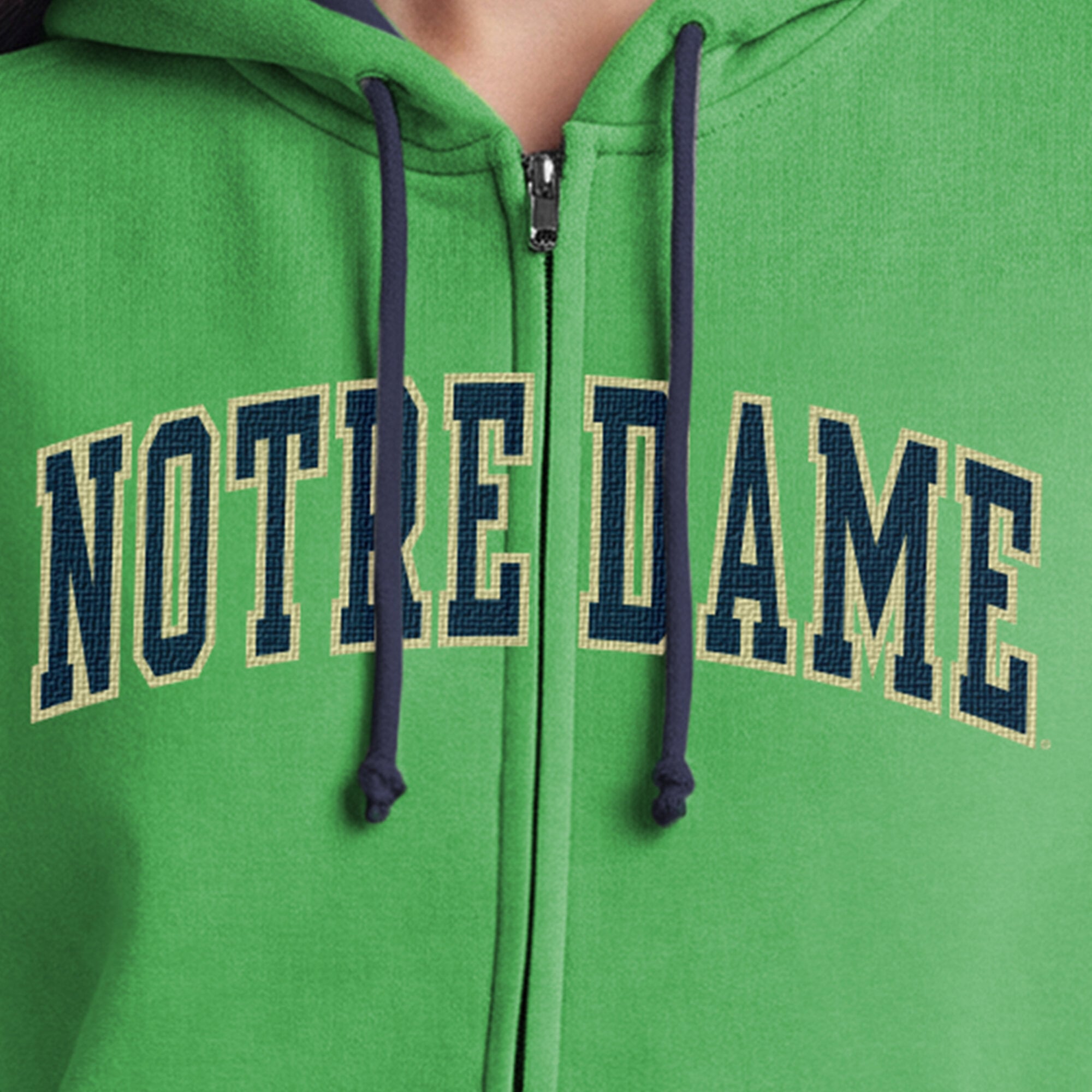 Women's Champion Green Notre Dame Fighting Irish Arch Full-Zip Fleece Hoodie