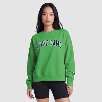  Notre Dame Fighting Irish Champion Women's Fleece Crew Sweatshirt - Green