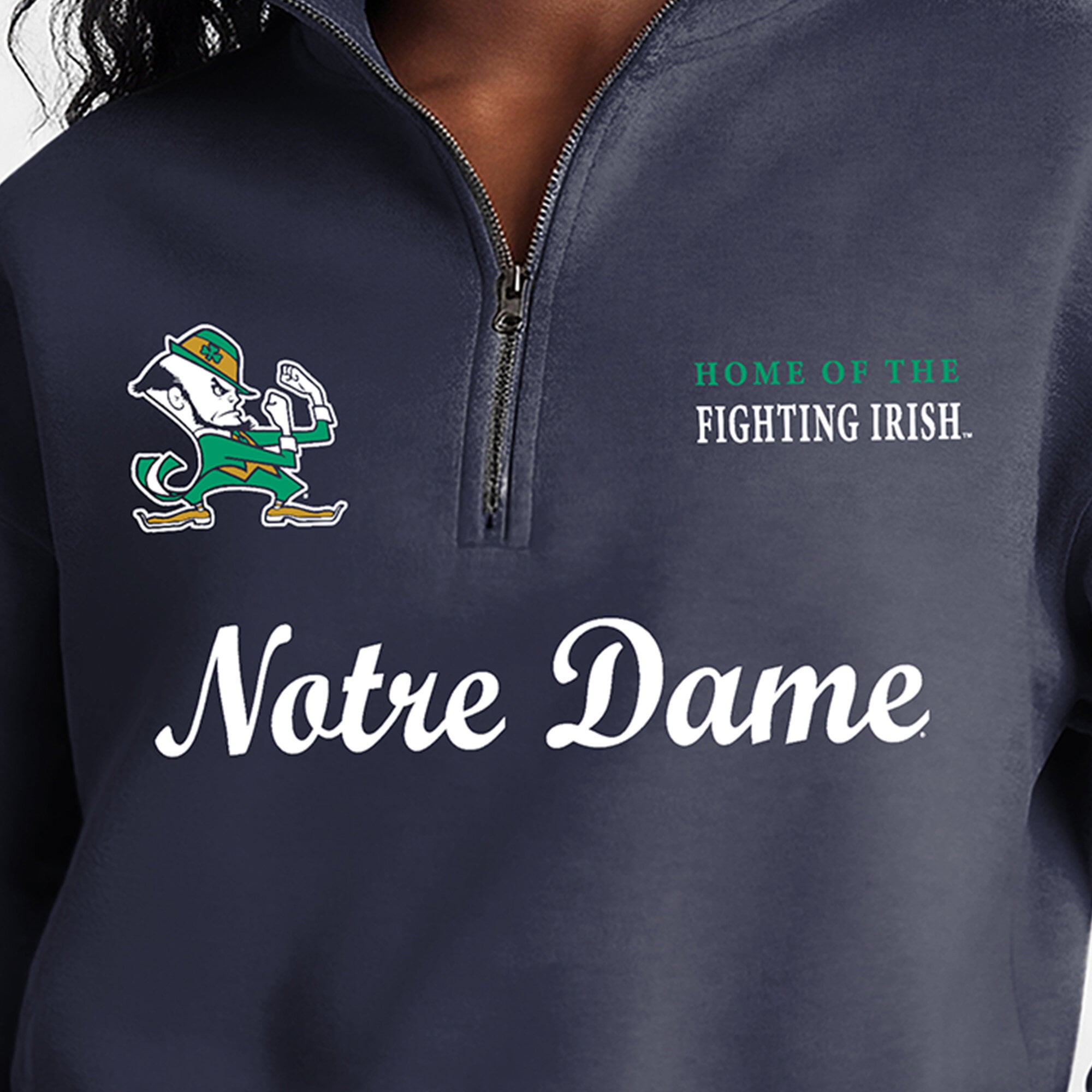 Women's Champion Navy Notre Dame Fighting Irish Academic Triumph Quarter-Zip Tri-Blend Pullover