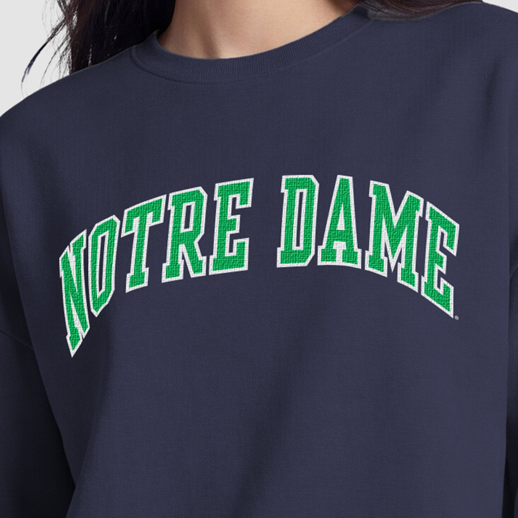 Women's Champion Navy Notre Dame Fighting Irish Fleece Crew Sweatshirt