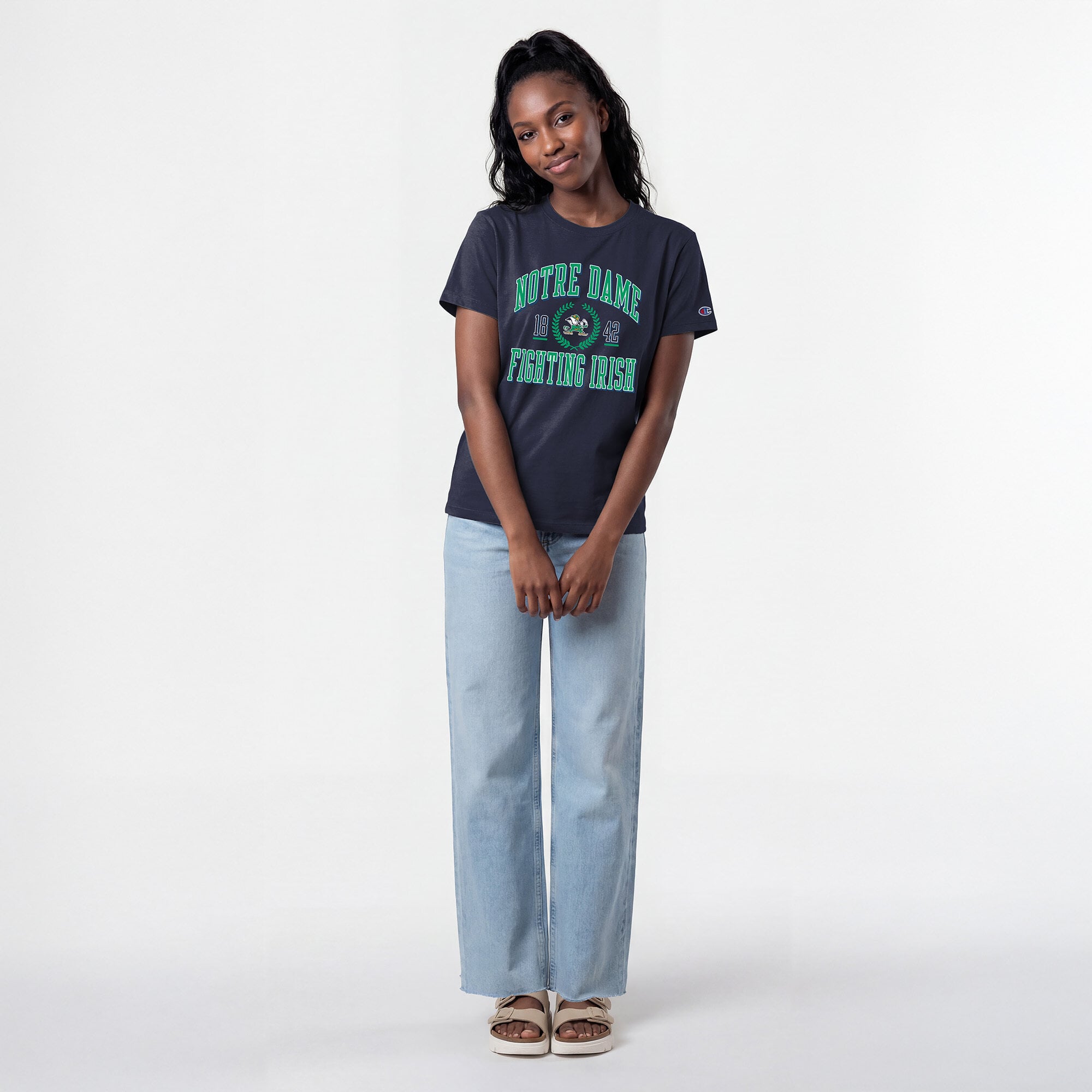 T-shirt Champion Navy Notre Dame Fighting Irish Lifestyle pour femmes