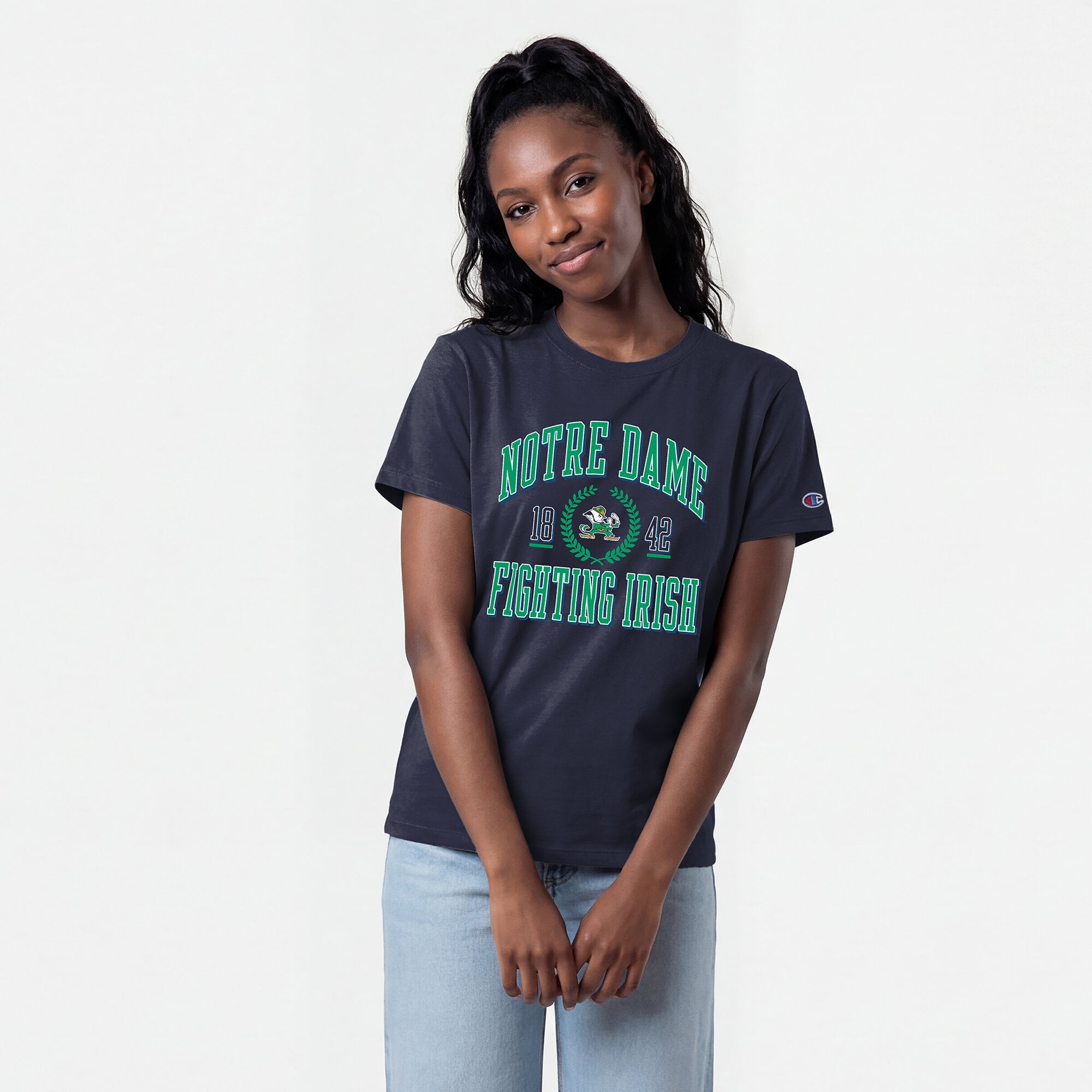 T-shirt Champion Navy Notre Dame Fighting Irish Lifestyle pour femmes