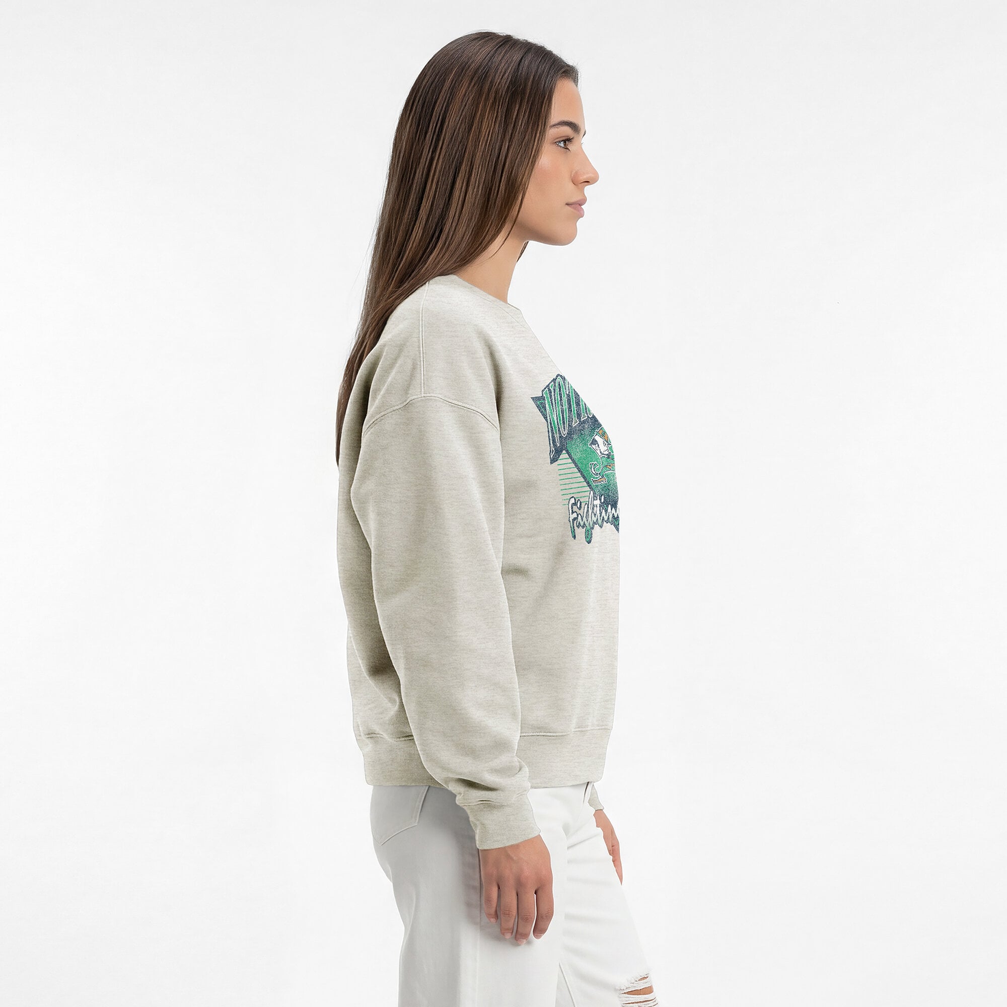 Women's Champion Oatmeal Notre Dame Fighting Irish All-Star Weave Sweatshirt