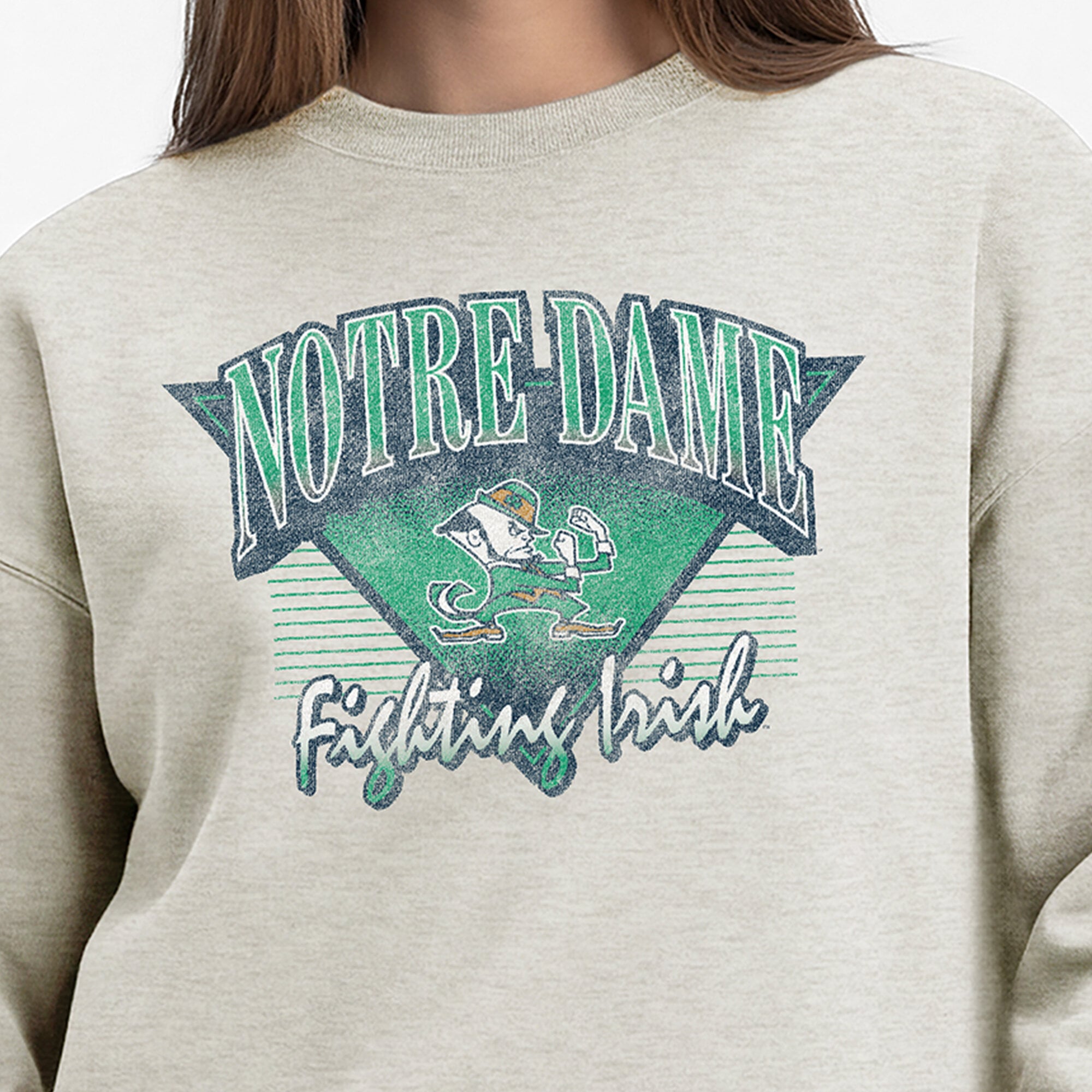 Women's Champion Oatmeal Notre Dame Fighting Irish All-Star Weave Sweatshirt