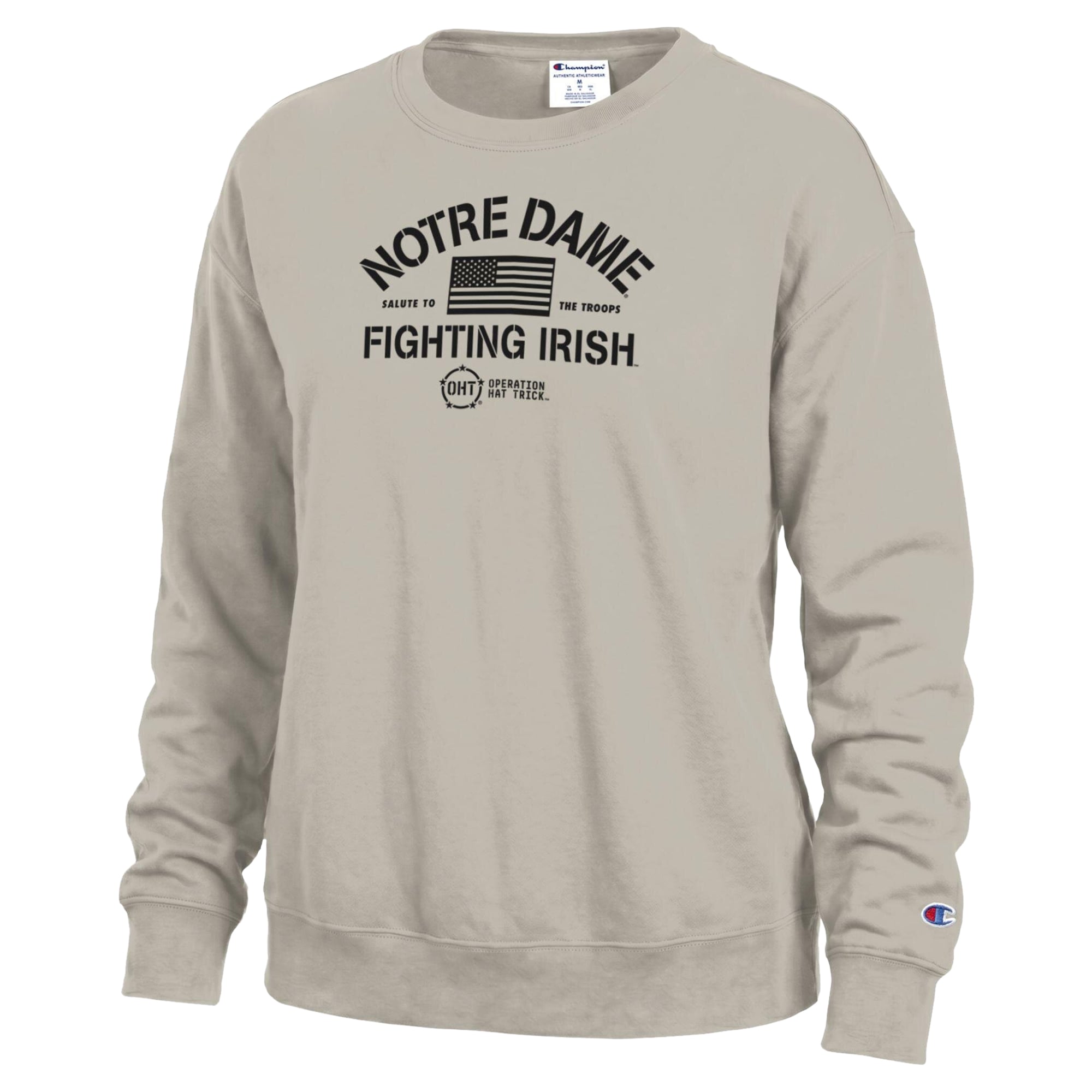 Sweat-shirt Powerblend Champion Tan Notre Dame Fighting Irish Operation Hat Trick pour femmes