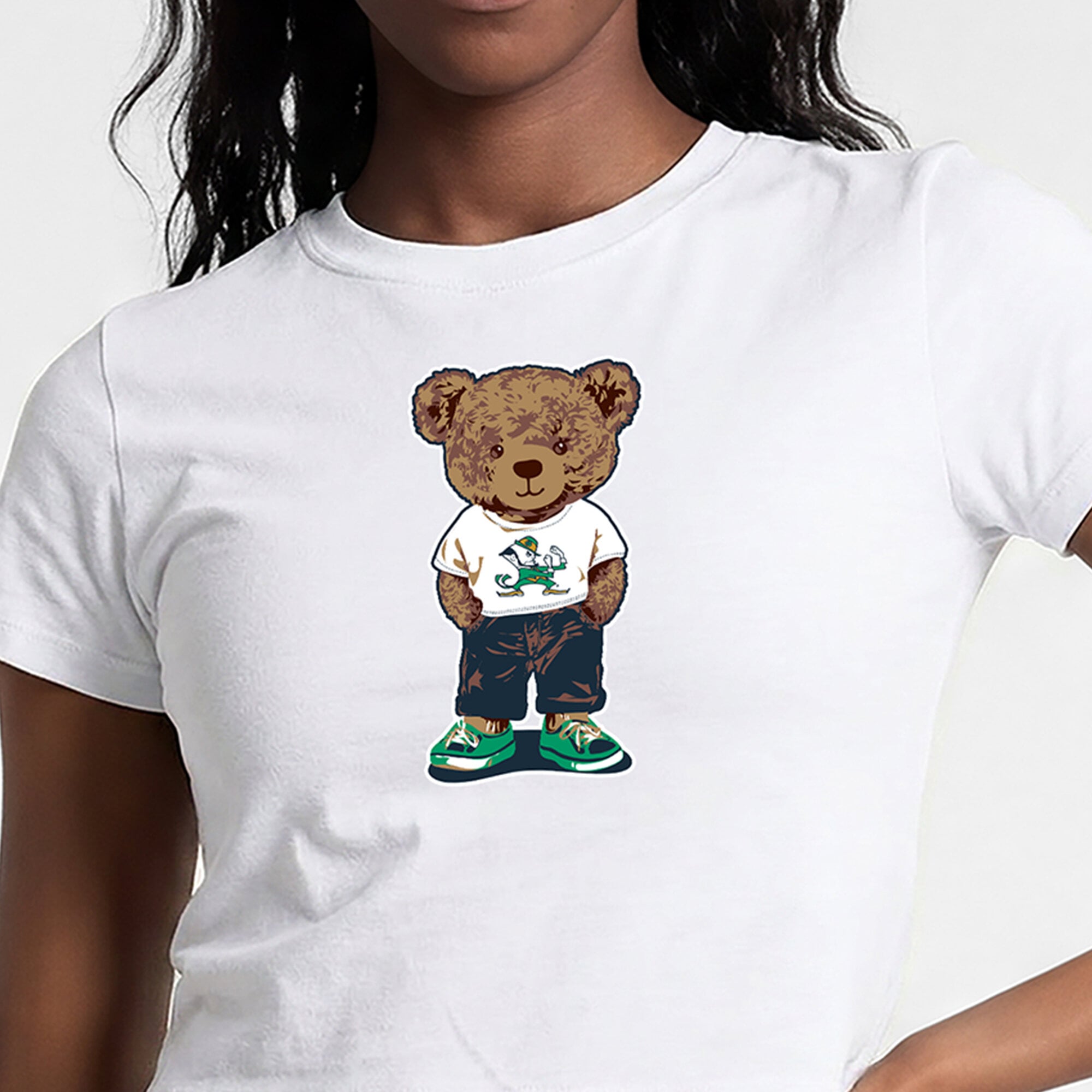 Women's Champion White Notre Dame Fighting Irish Teddy Bear Baby T-Shirt