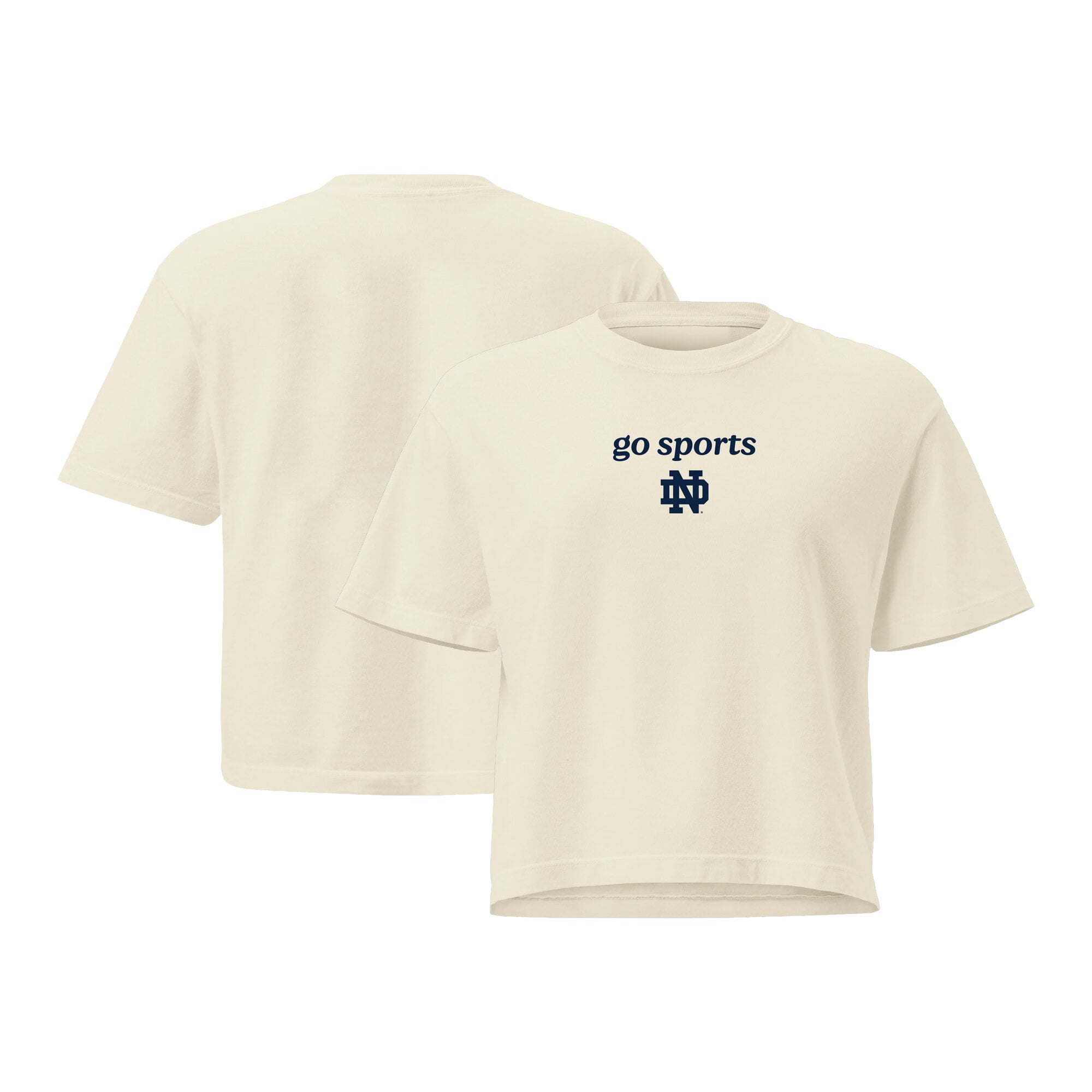 T-shirt court Comfort Colors crème pour femme, motif Notre Dame Fighting Irish, Go Sports