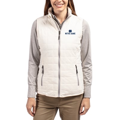 Notre Dame Fighting Irish Cutter & Buck Women's Rainer Full-Zip Vest - Cream