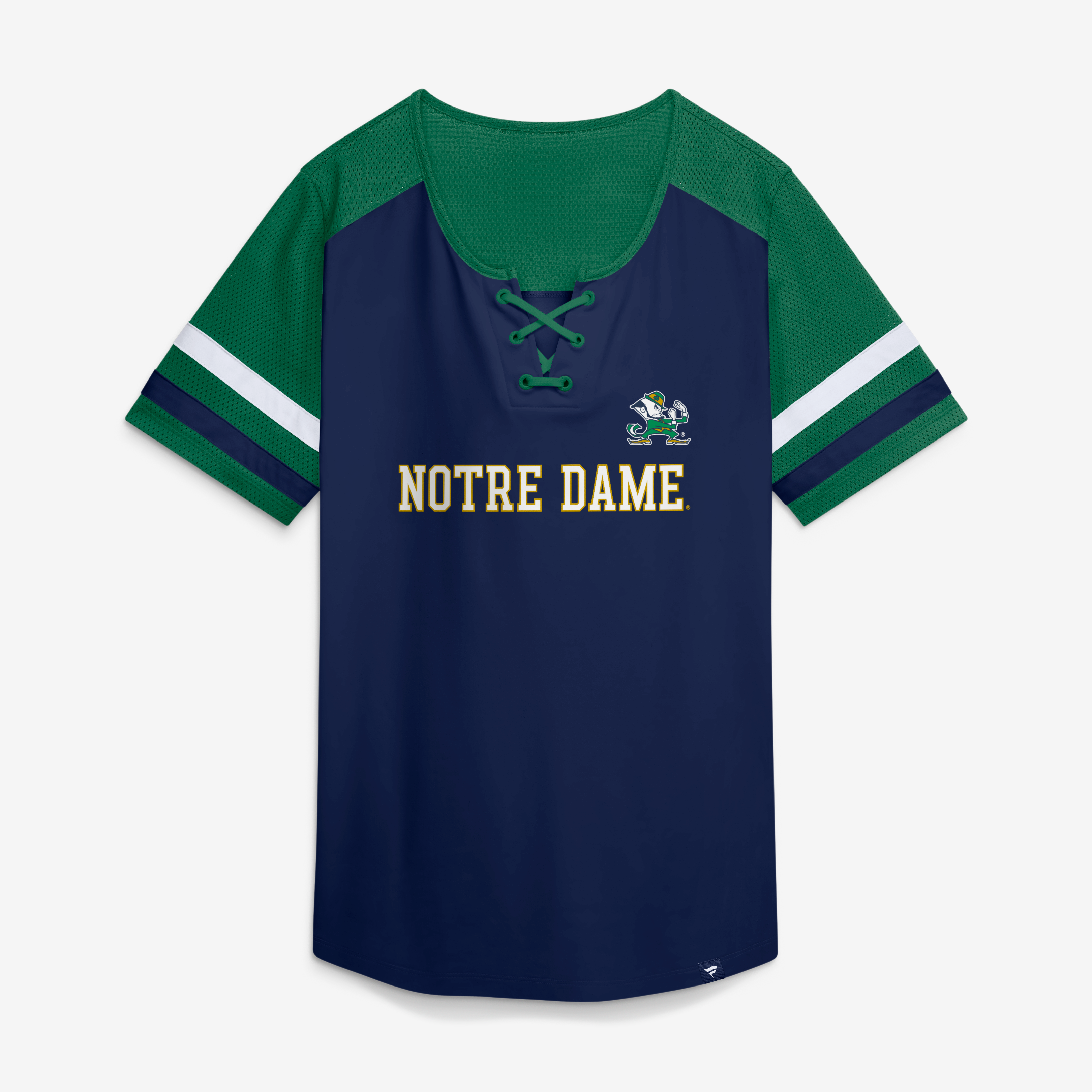 Women's Fanatics Navy Notre Dame Fighting Irish Power Play Athena Lace-Up T-Shirt