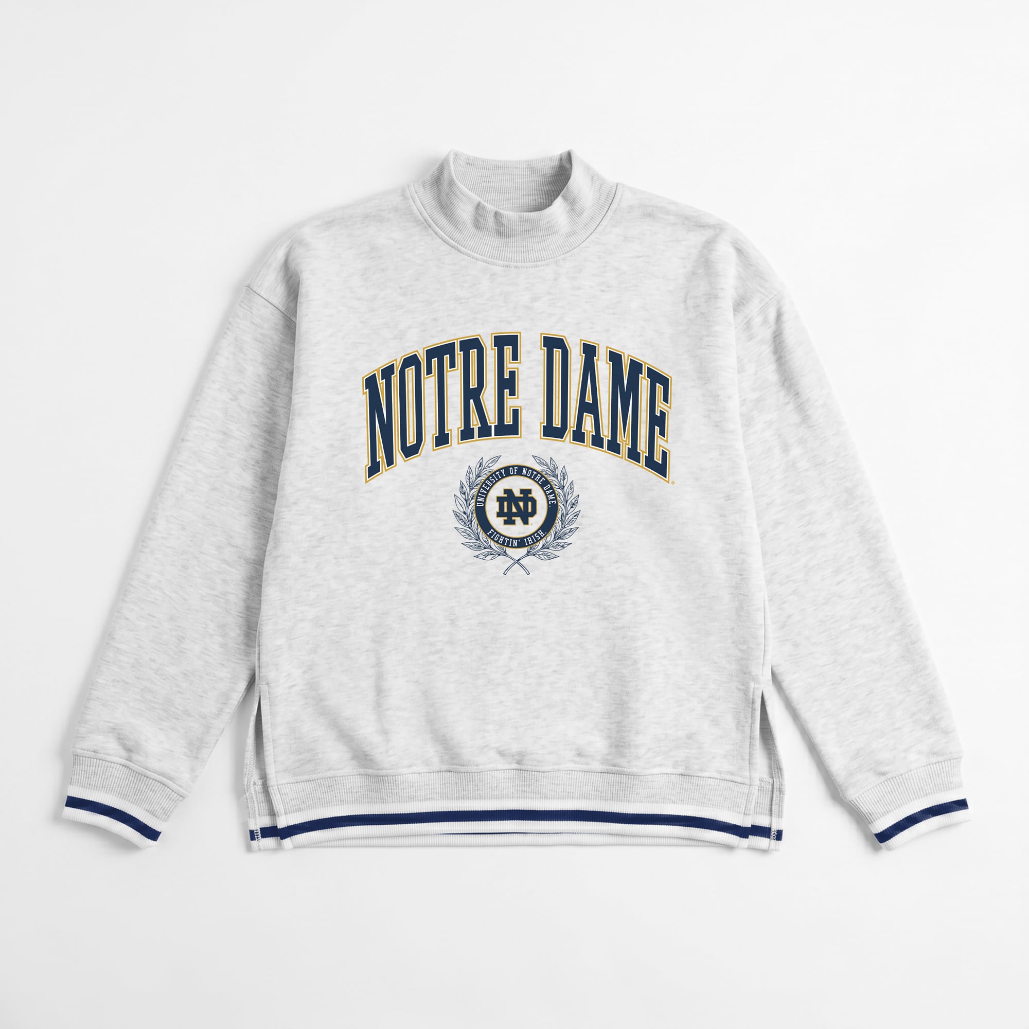 Women's Gameday Couture Gray Notre Dame Fighting Irish Rally Point Contrast Stripe Mock Neck Sweatshirt