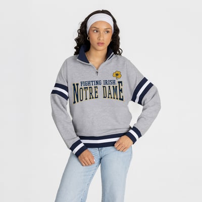  Notre Dame Fighting Irish Gameday Couture Women's Hold the Line Quarter-Zip Pullover - Heather Gray