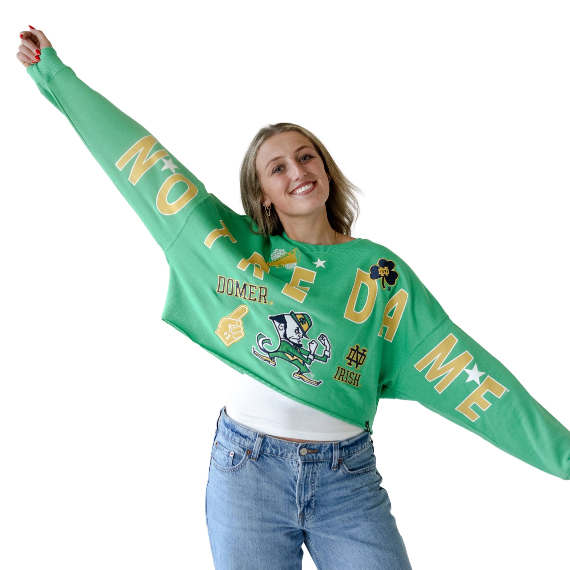 Sweat-shirt Phipps vert pour femmes, motif Notre Dame Fighting Irish, jour de match