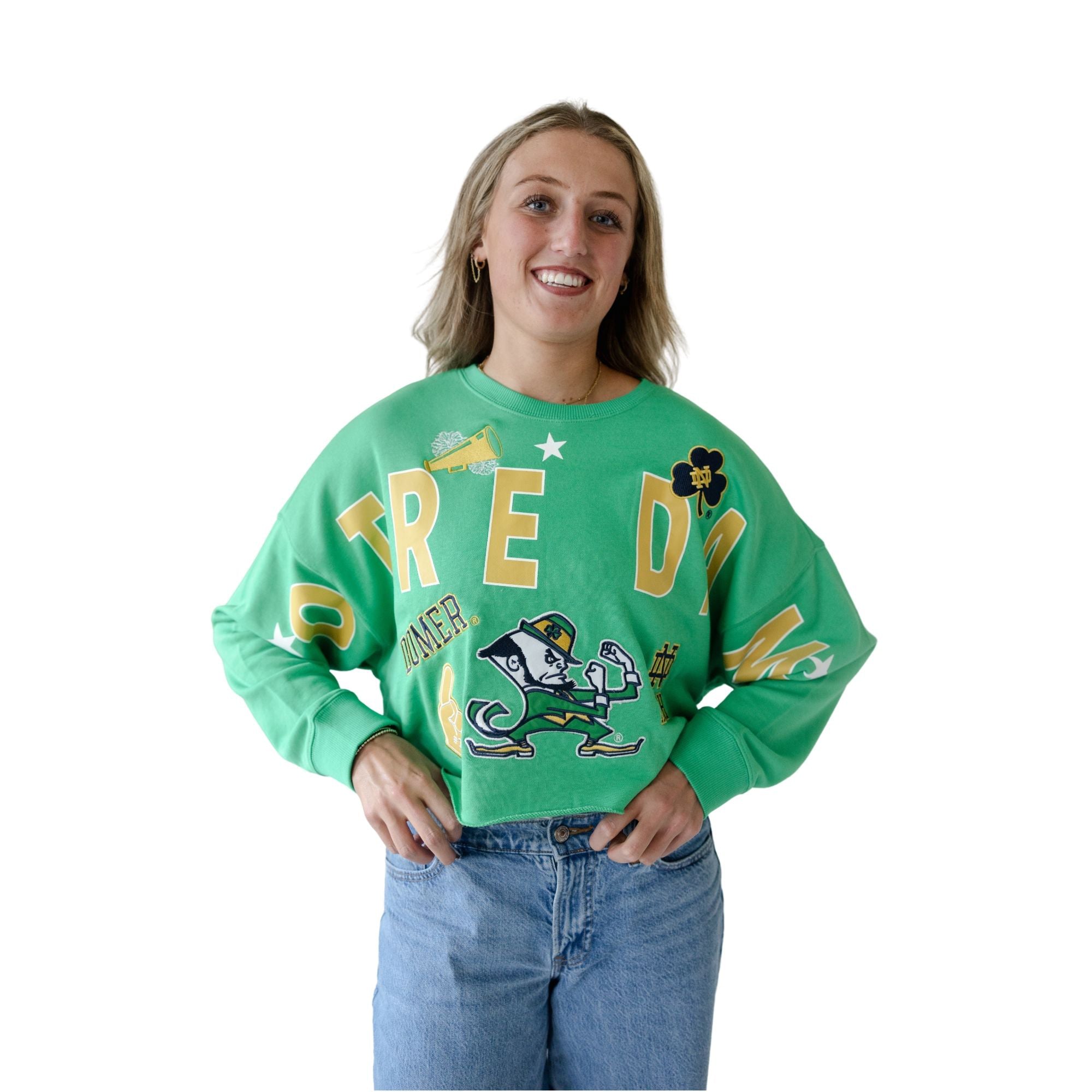 Sweat-shirt Phipps vert pour femmes, motif Notre Dame Fighting Irish, jour de match