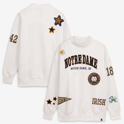 Notre Dame Fighting Irish Gameday Social Women's Patch Mockneck Sweatshirt - White
