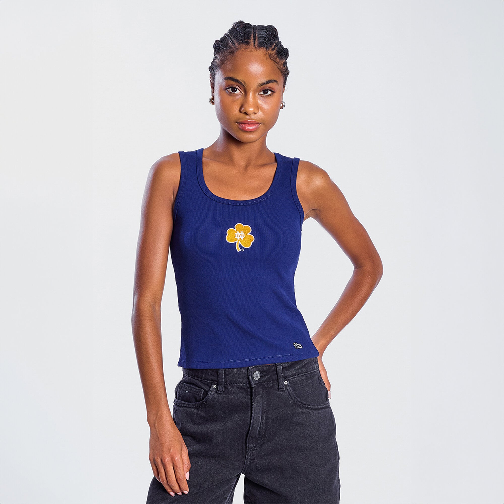 Débardeur côtelé pour femme Hype and Vice Navy Notre Dame Fighting Irish avec logo principal