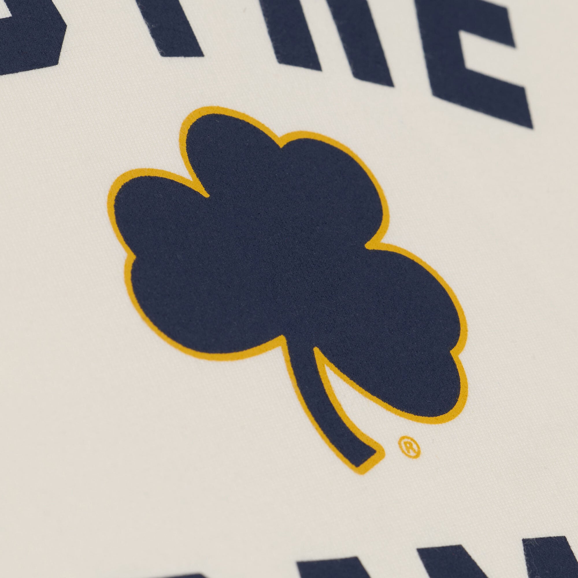 Women's Mitchell & Ness Cream Notre Dame Fighting Irish Retro Roots Crop Boxy Yoke T-Shirt