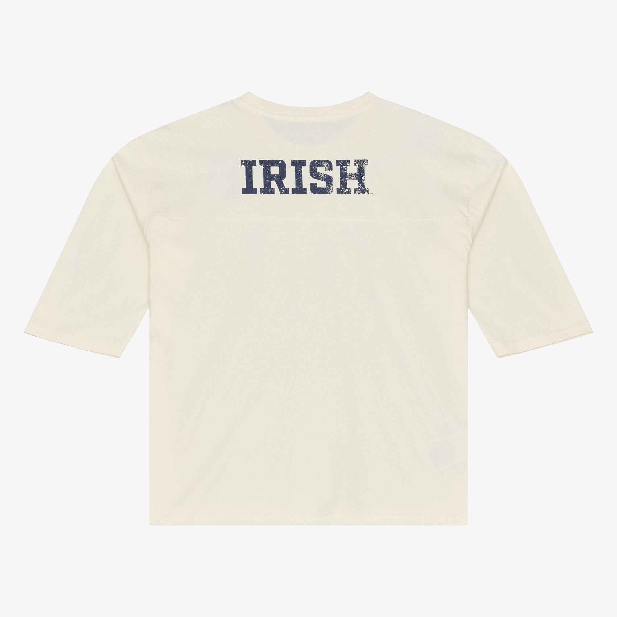 T-shirt oversize à manches 3/4 Mitchell & Ness crème Notre Dame Fighting Irish pour femme