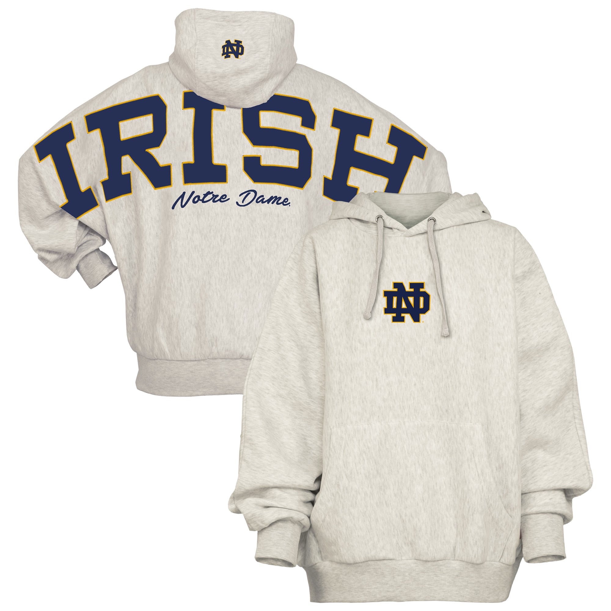 Sweat à capuche oversize gris Pressbox Notre Dame Fighting Irish Belvedere pour femme
