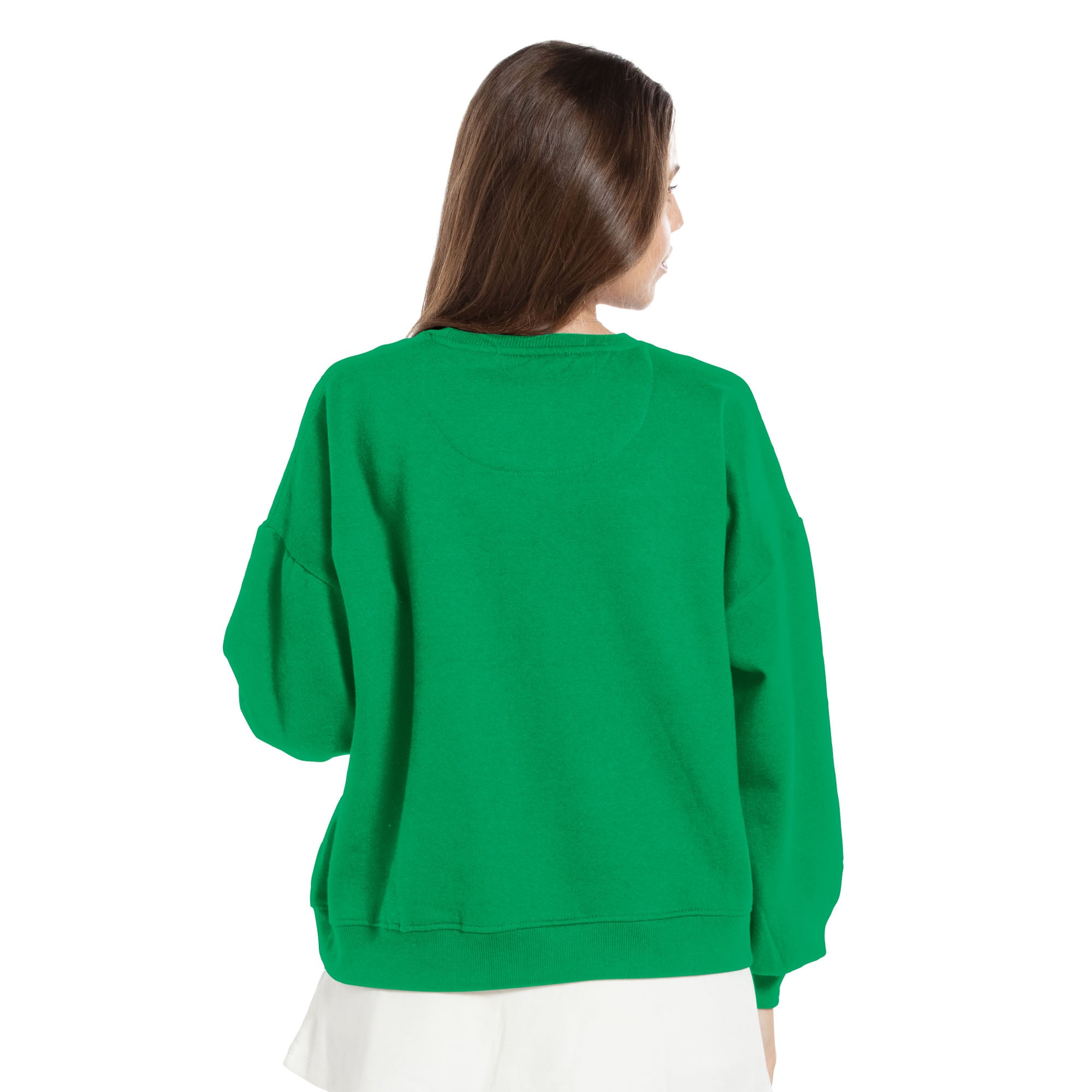 Women's Pressbox Green Notre Dame Fighting Irish Oversized Janice Waist-Length Sweatshirt