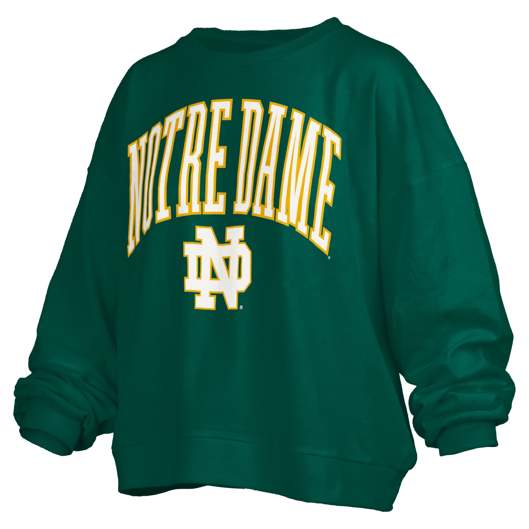 Sweat-shirt polaire oversize Pressbox Green Notre Dame Fighting Irish Janise avec logo sur l'arche, pour femme