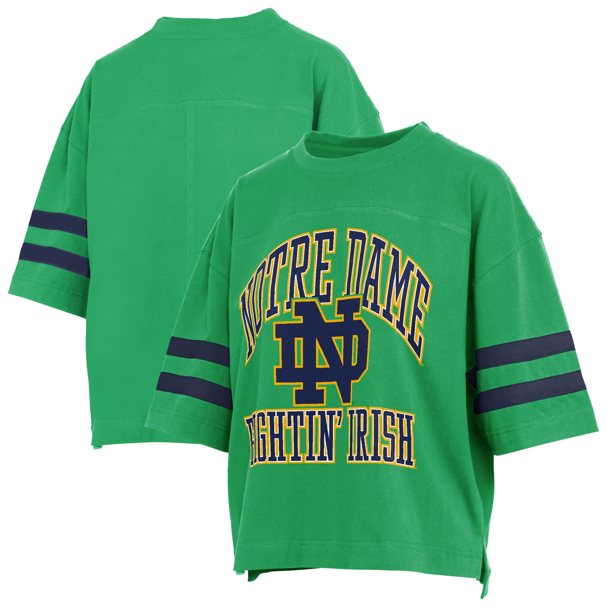 T-shirt court vert Pressbox pour femmes, Notre Dame Fighting Irish, Wayne Tyler