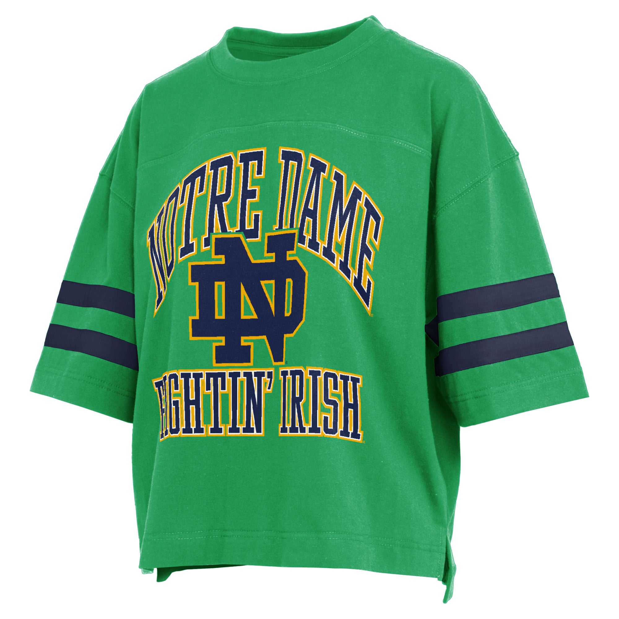 T-shirt court vert Pressbox pour femmes, Notre Dame Fighting Irish, Wayne Tyler