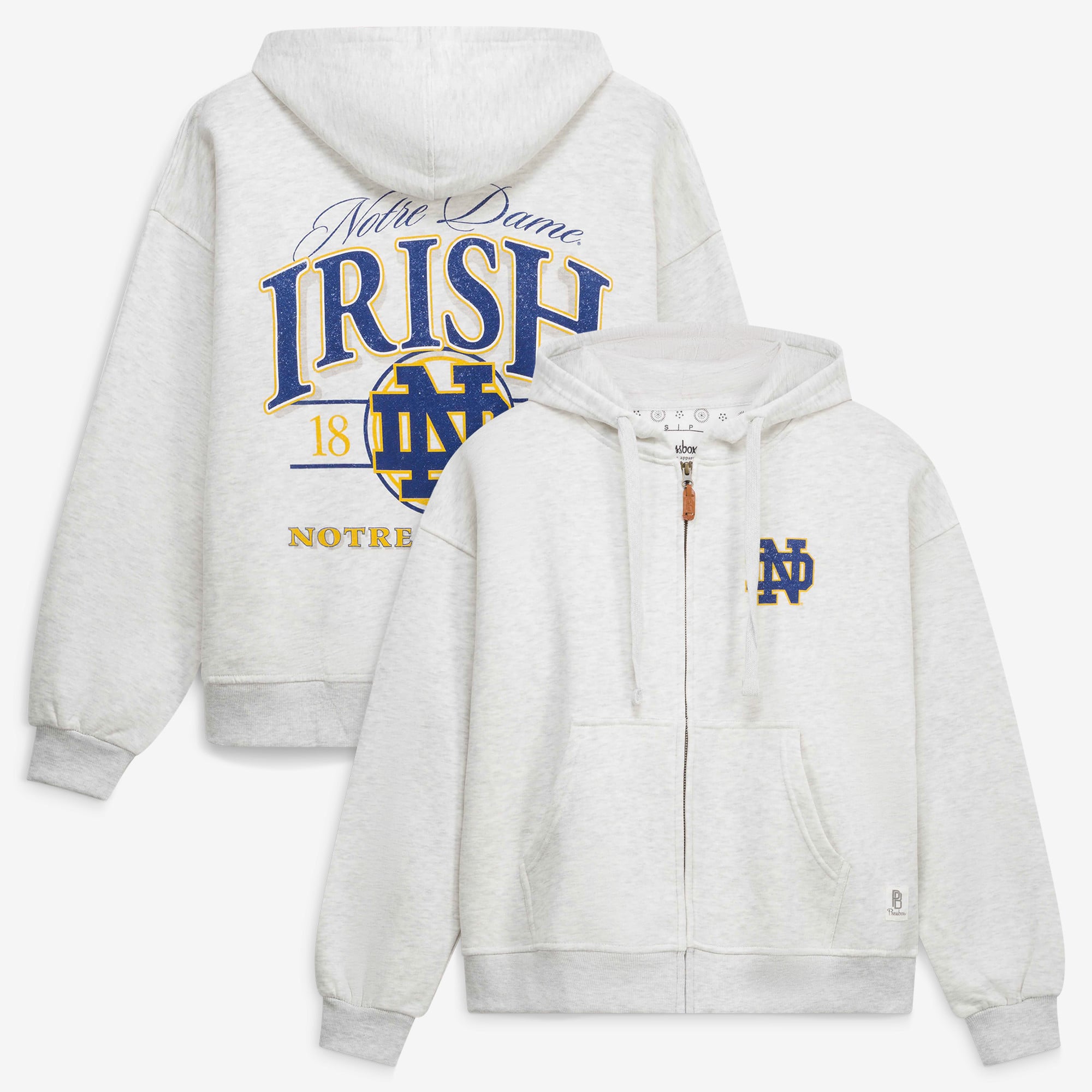 Sweat à capuche zippé pour femme Pressbox Heather Gray Notre Dame Fighting Irish Janise