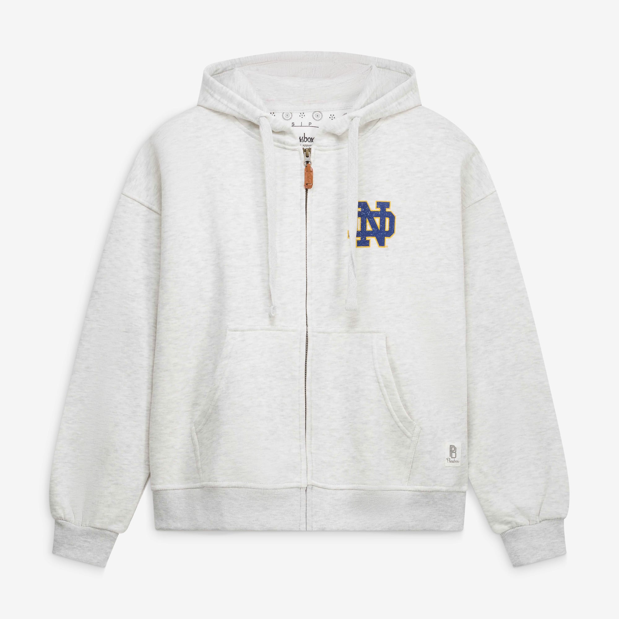 Sweat à capuche zippé pour femme Pressbox Heather Gray Notre Dame Fighting Irish Janise