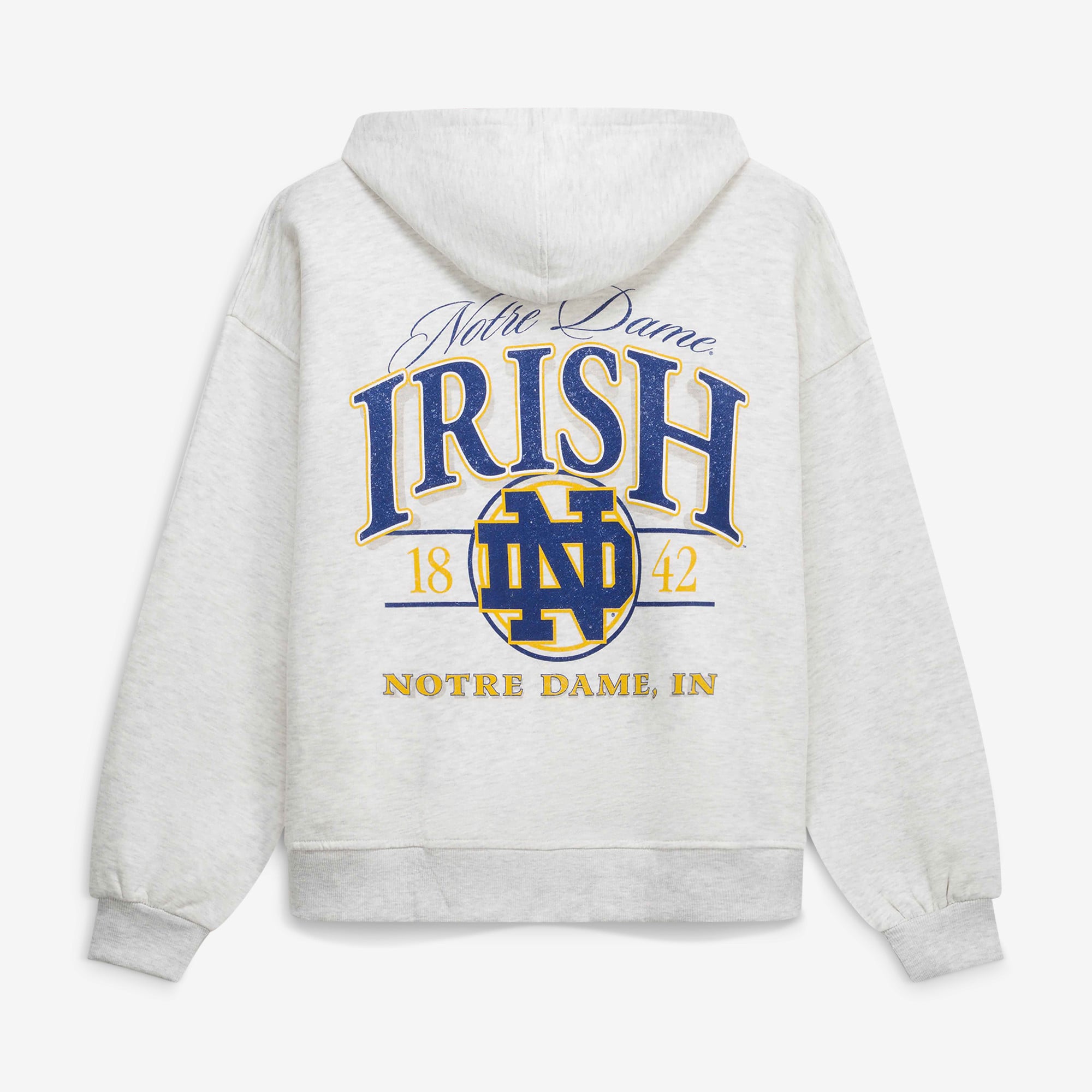 Sweat à capuche zippé pour femme Pressbox Heather Gray Notre Dame Fighting Irish Janise