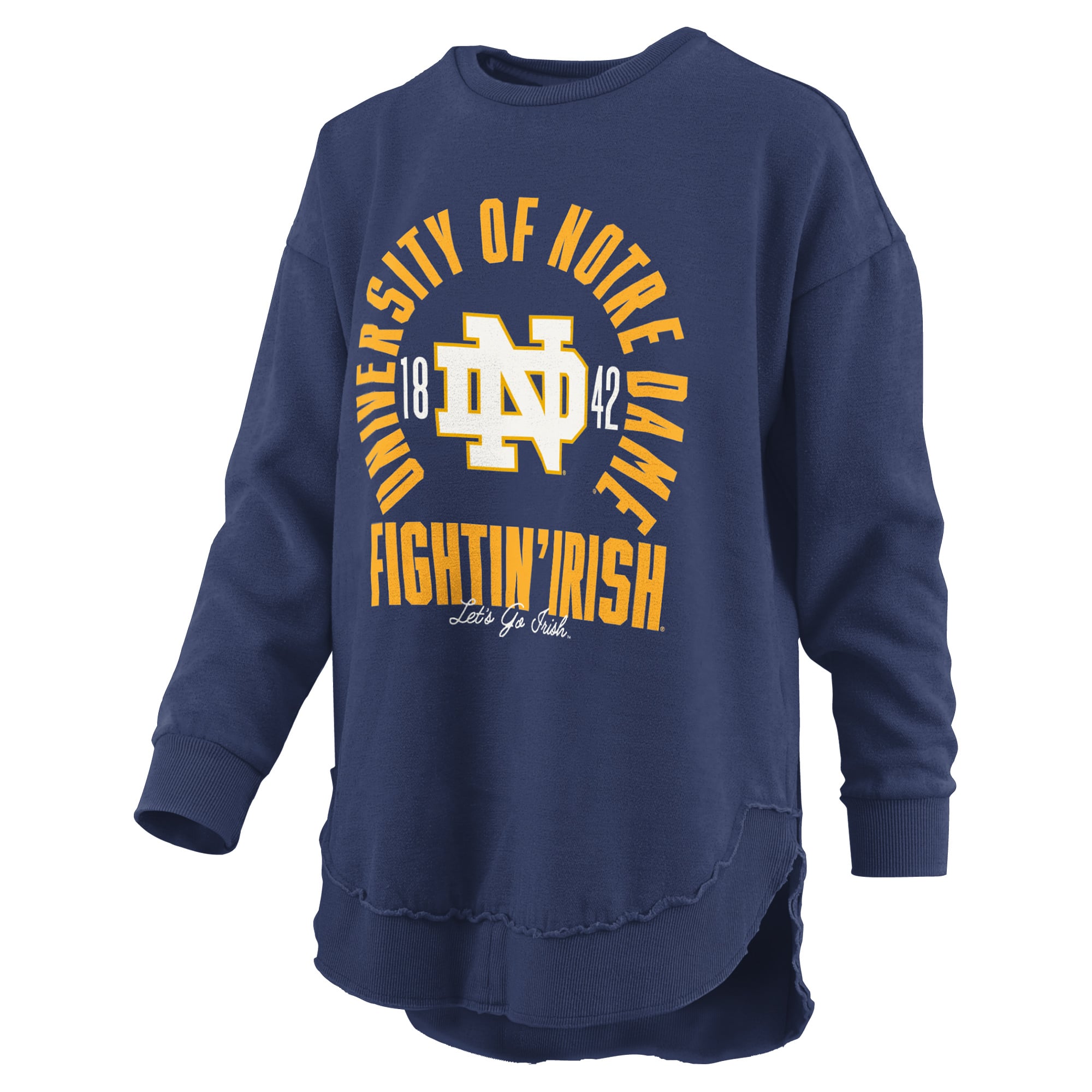 Sweat-shirt à col rond Pressbox Navy Notre Dame Fighting Irish Blitz pour femme