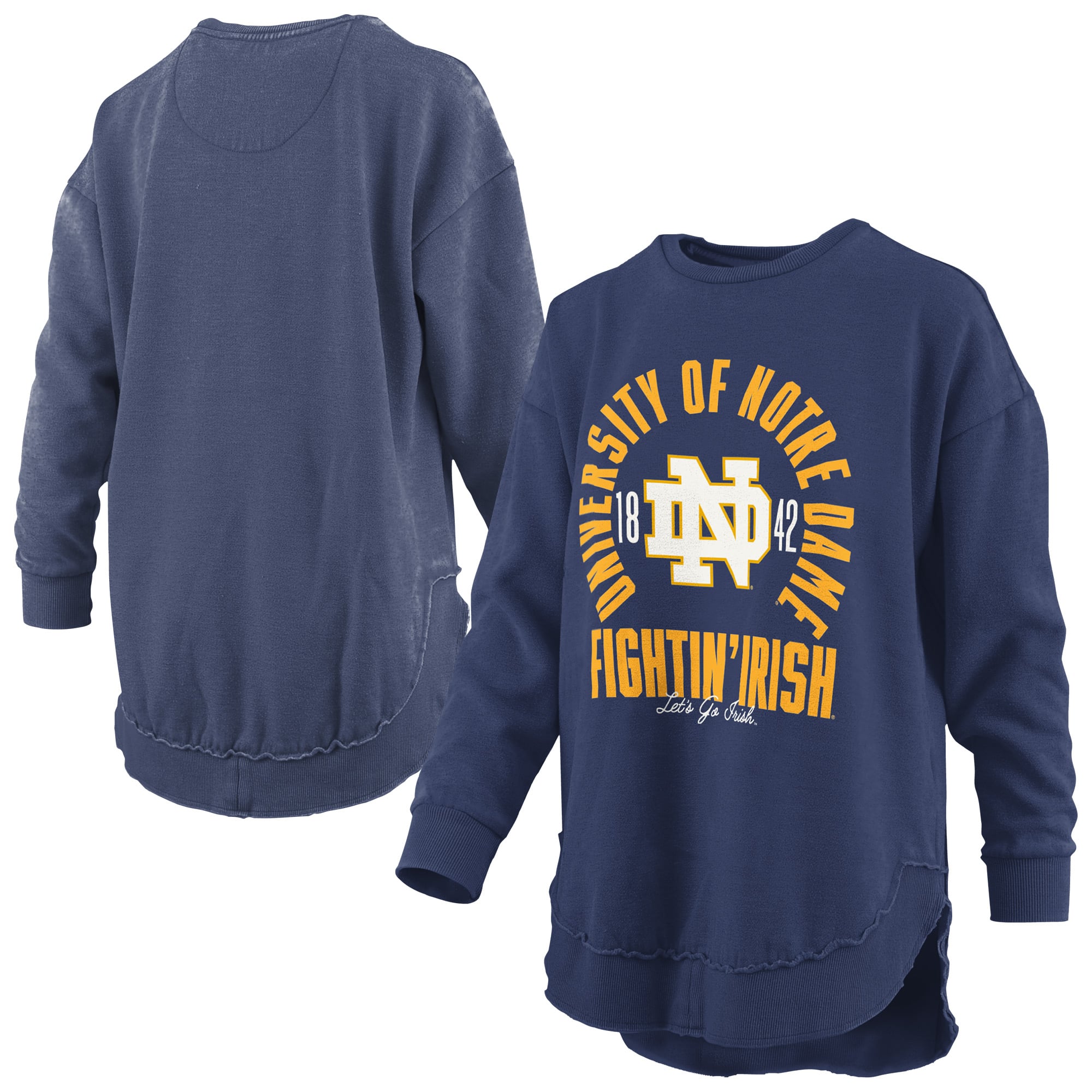 Sweat-shirt à col rond Pressbox Navy Notre Dame Fighting Irish Blitz pour femme