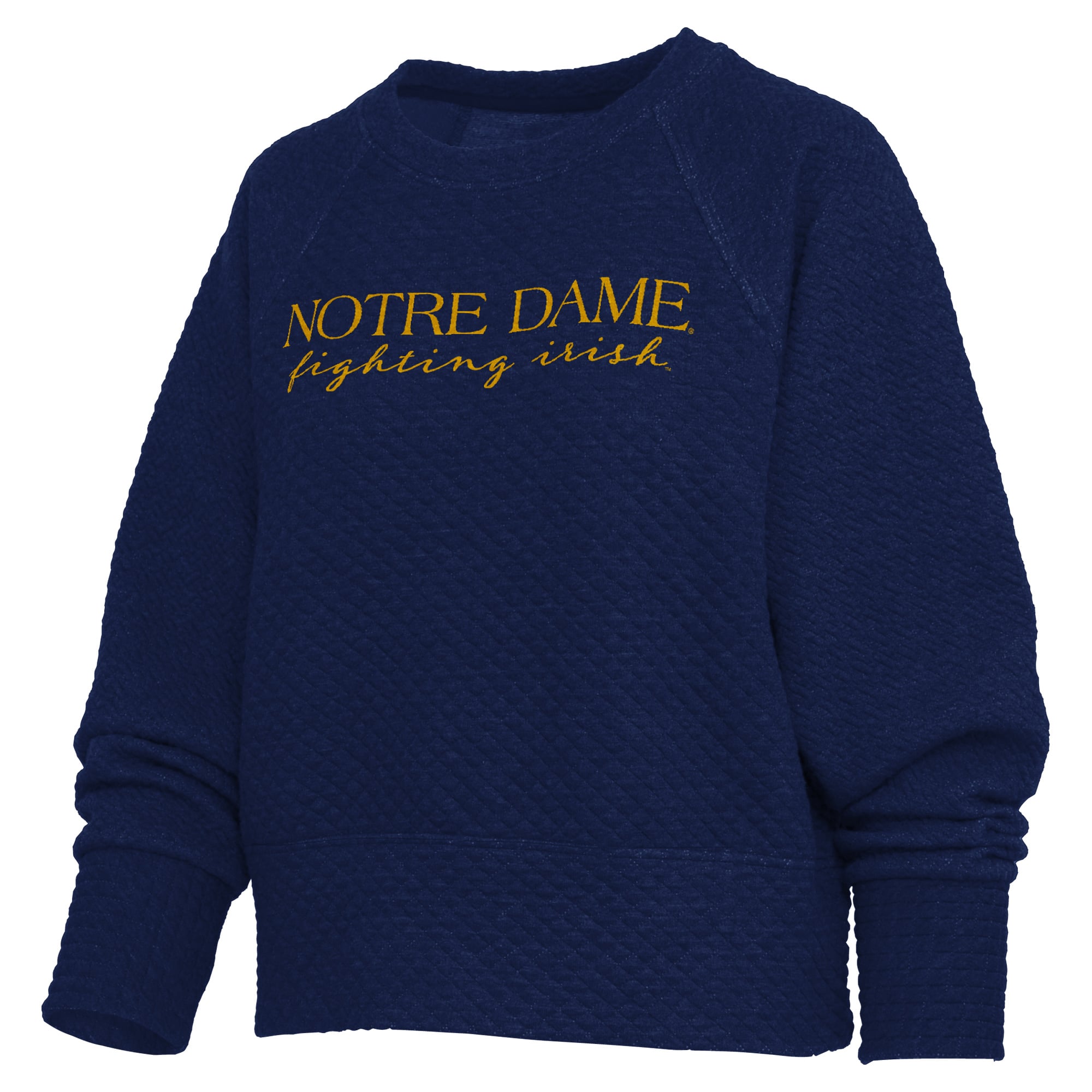 Sweat-shirt matelassé Pressbox Navy Notre Dame Fighting Irish Champagne Nova pour femme