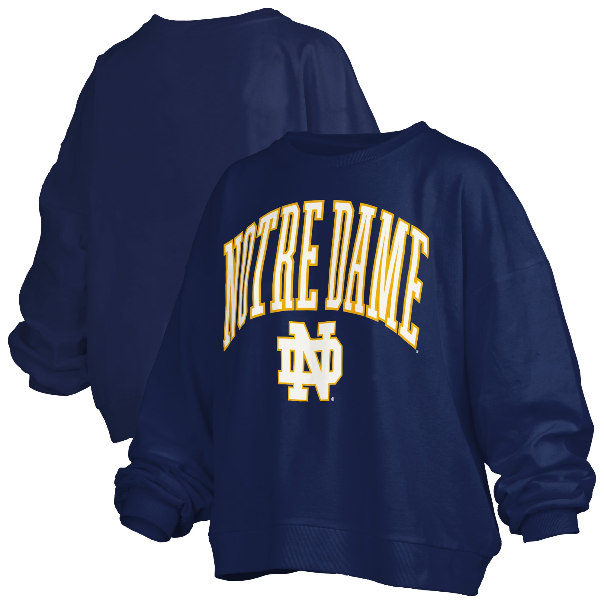 Sweat-shirt polaire oversize Pressbox bleu marine Notre Dame Fighting Irish Janise avec logo sur l'arche, pour femme