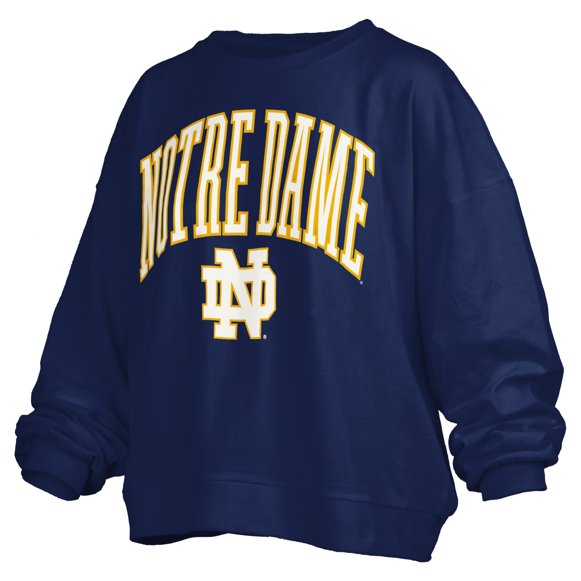 Sweat-shirt polaire oversize Pressbox bleu marine Notre Dame Fighting Irish Janise avec logo sur l'arche, pour femme