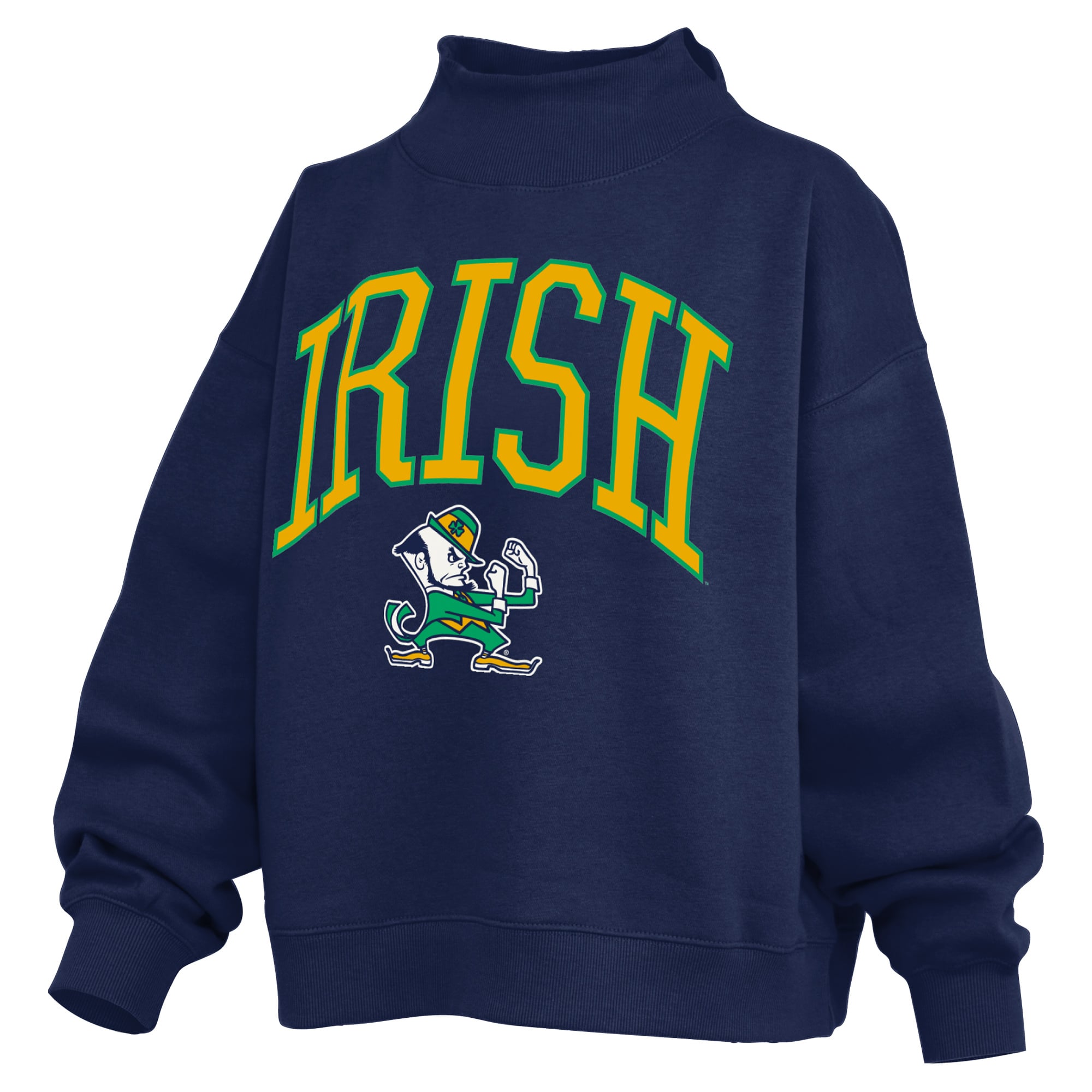 Sweat-shirt à col montant oversize en polaire avec slogan, bleu marine, de la marque Notre Dame Fighting Irish, pour femme, Pressbox.