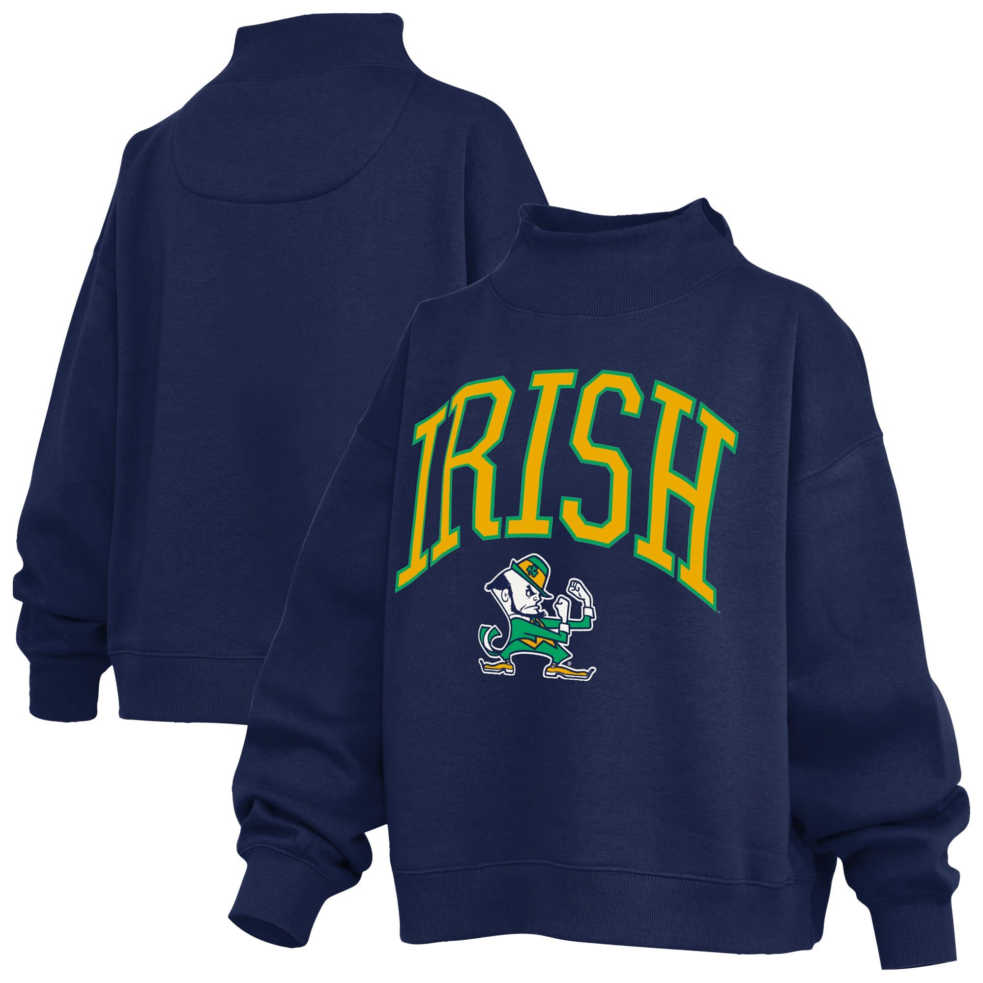 Sweat-shirt à col montant oversize en polaire avec slogan, bleu marine, de la marque Notre Dame Fighting Irish, pour femme, Pressbox.